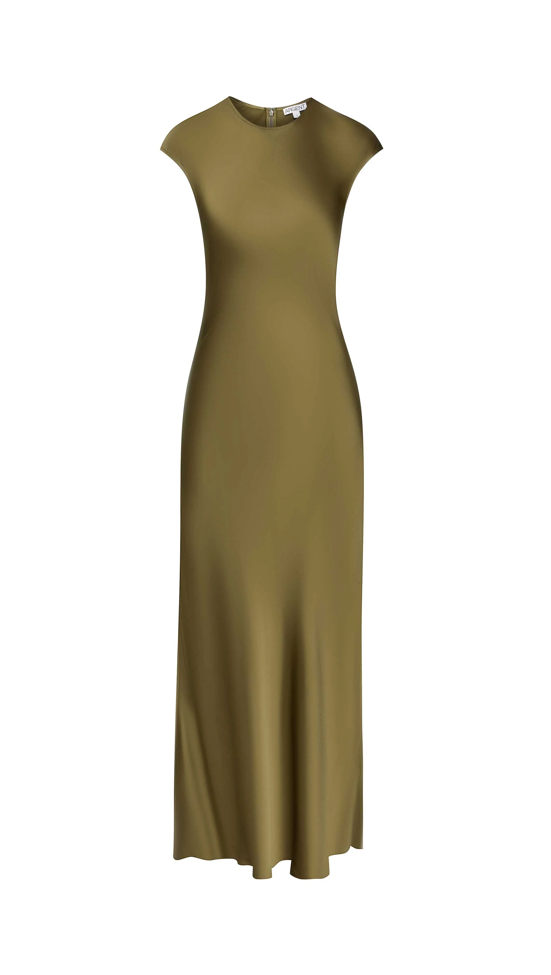Bias Dress in Viscose Satin | Olive - Image 9