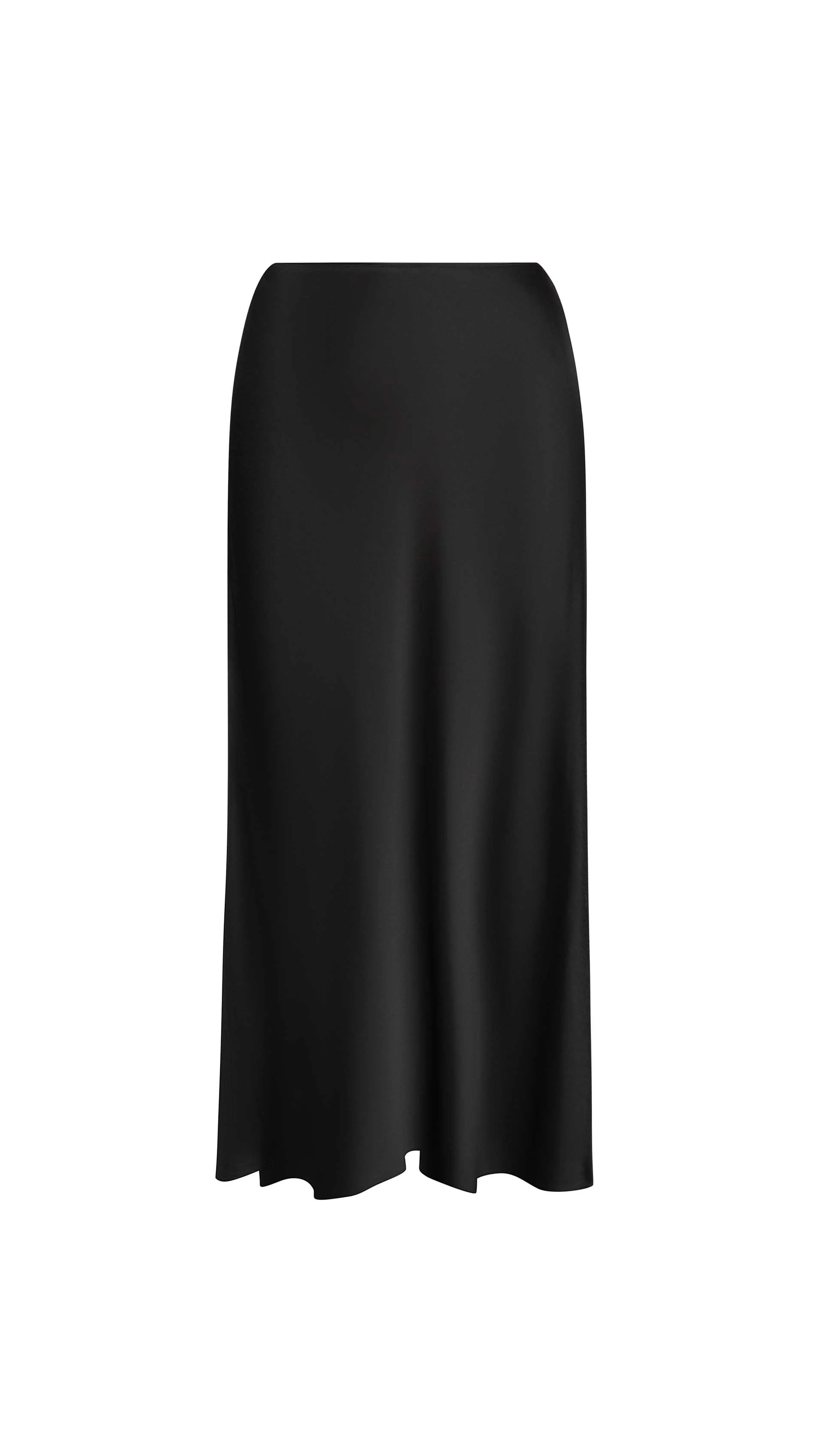 Bias Midi Skirt in Viscose Satin | Black - Image 9
