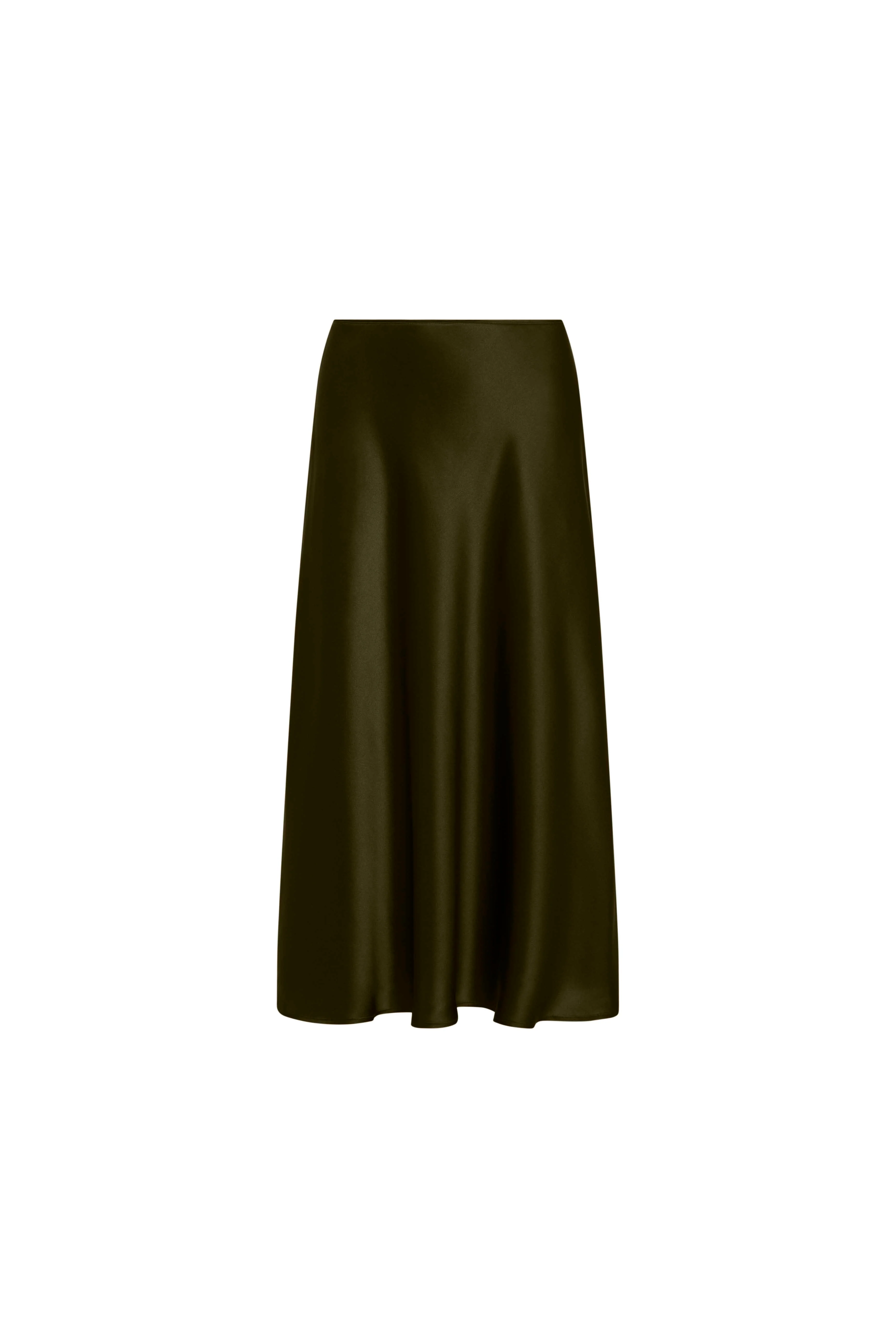 Bias Midi Skirt in Silk Charmeuse | Basil - Image 7