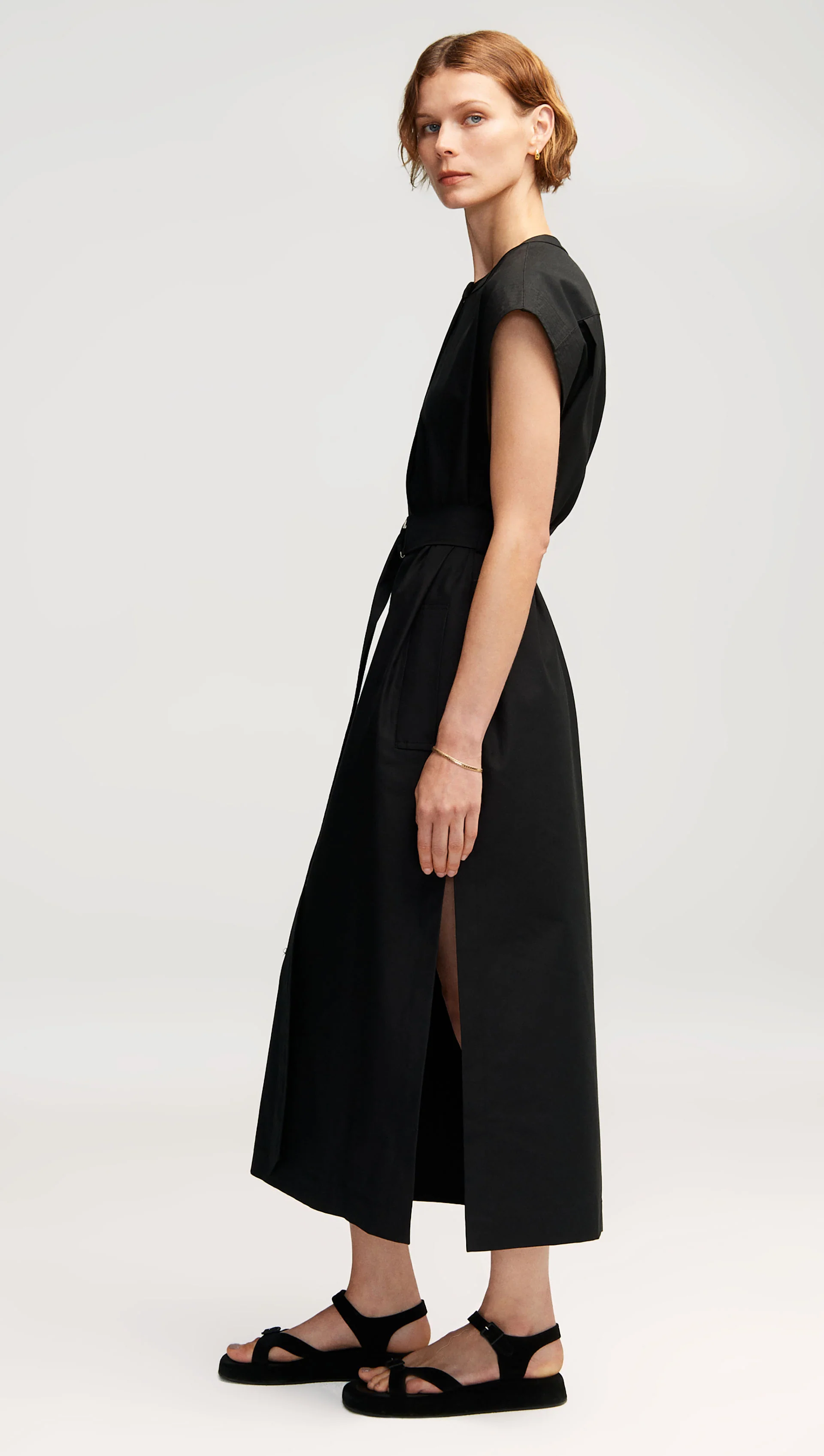 Bib Dress in Cotton Twill | Black - Image 3