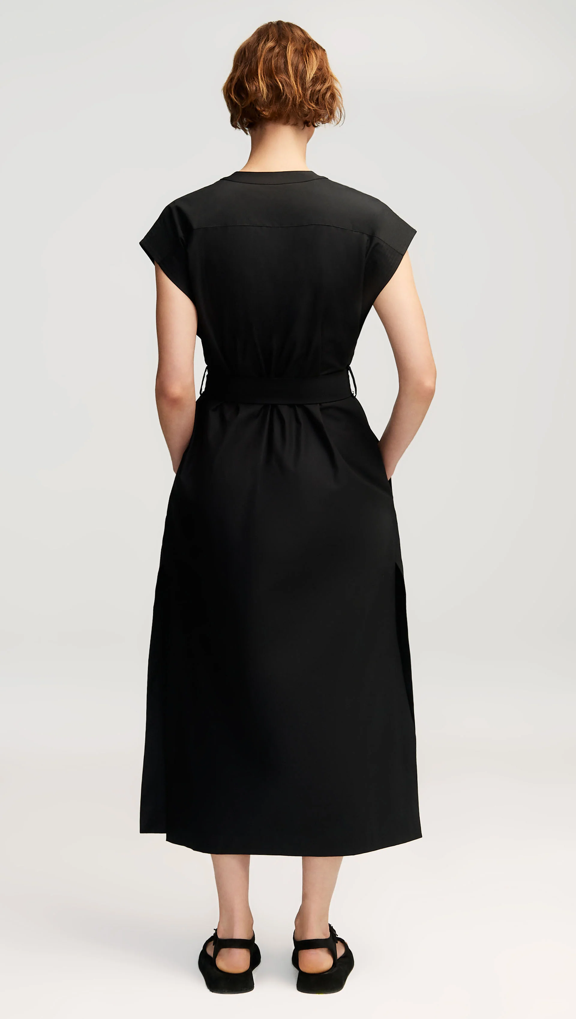 Bib Dress in Cotton Twill | Black - Image 4