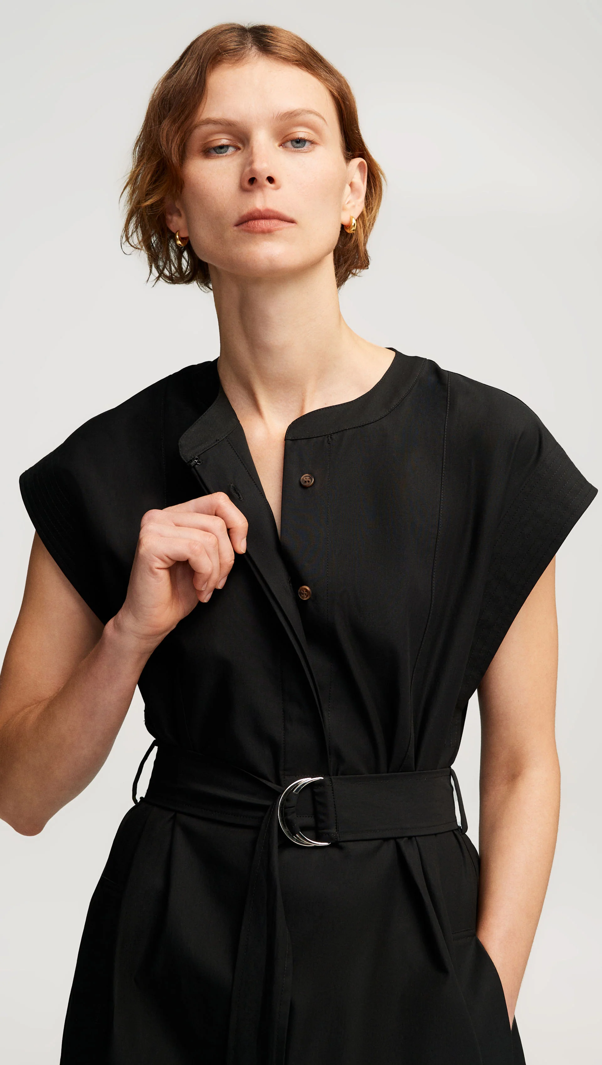 Bib Dress in Cotton Twill | Black - Image 6