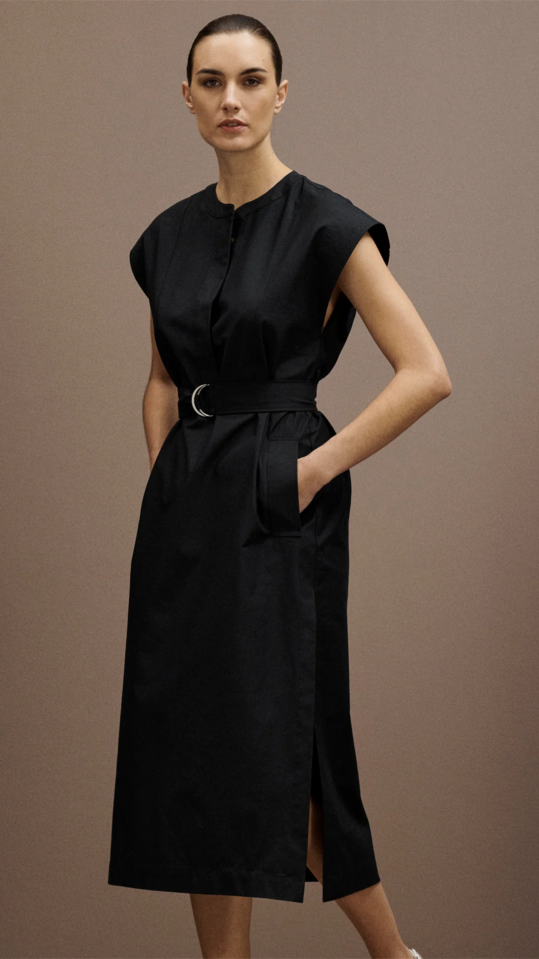 Bib Dress in Cotton Twill | Black - Image 7