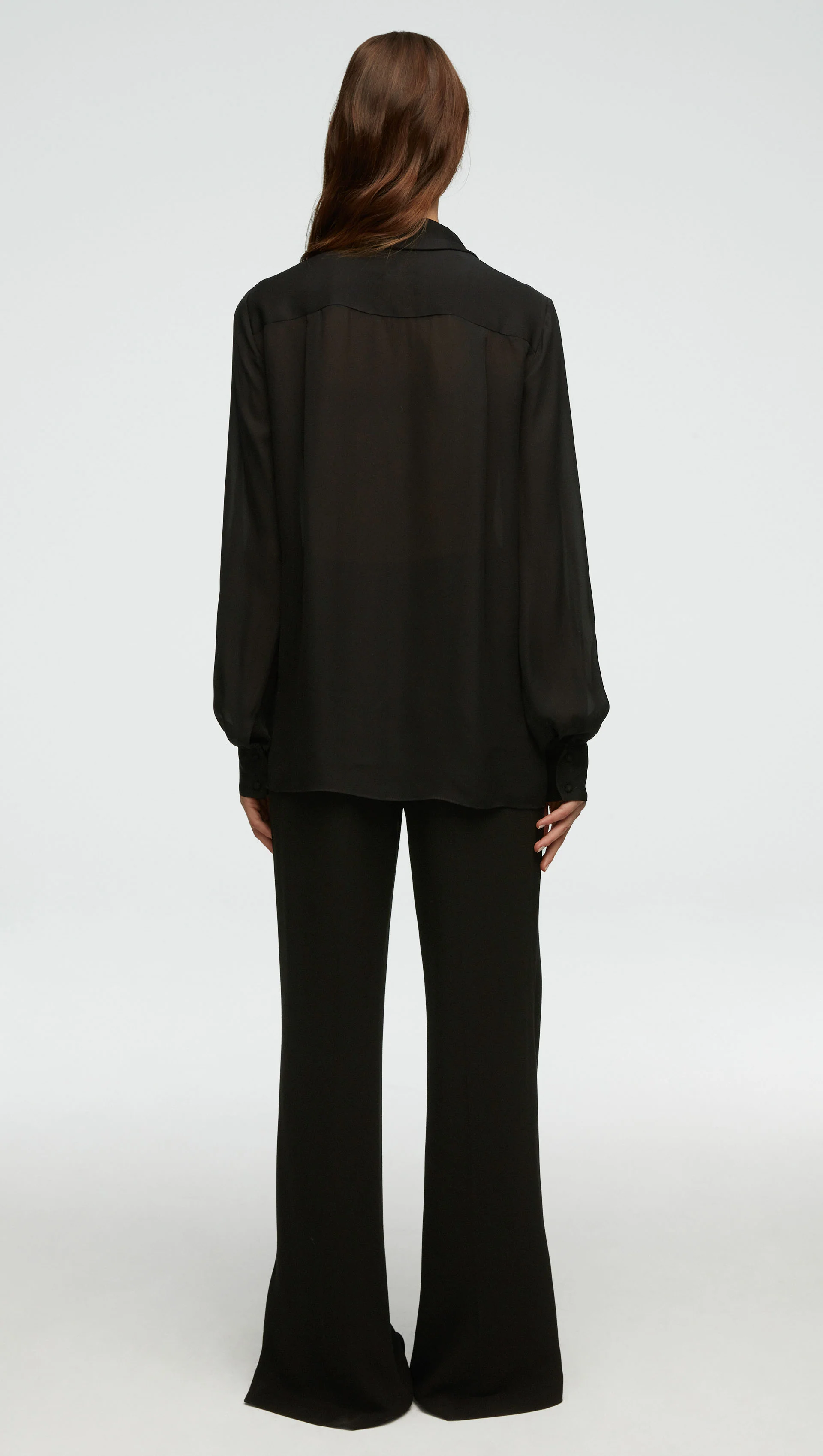 Bow Blouse in Double Georgette | Black - Image 4