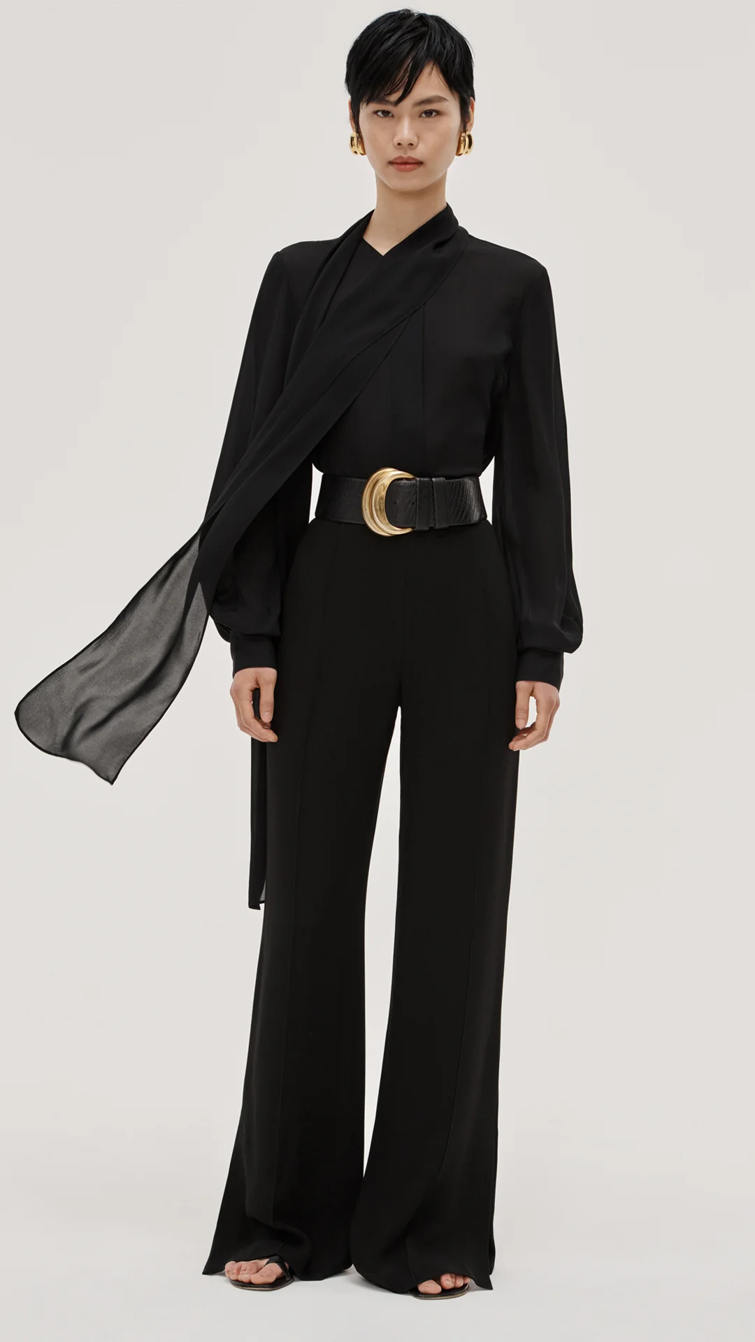 Bow Blouse in Double Georgette | Black - Image 7