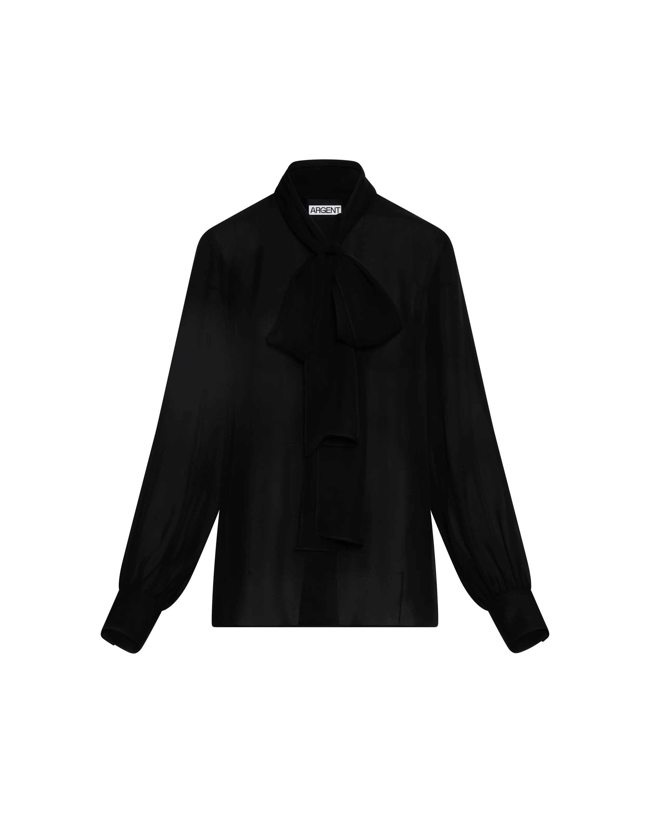 Bow Blouse in Double Georgette | Black - Image 8