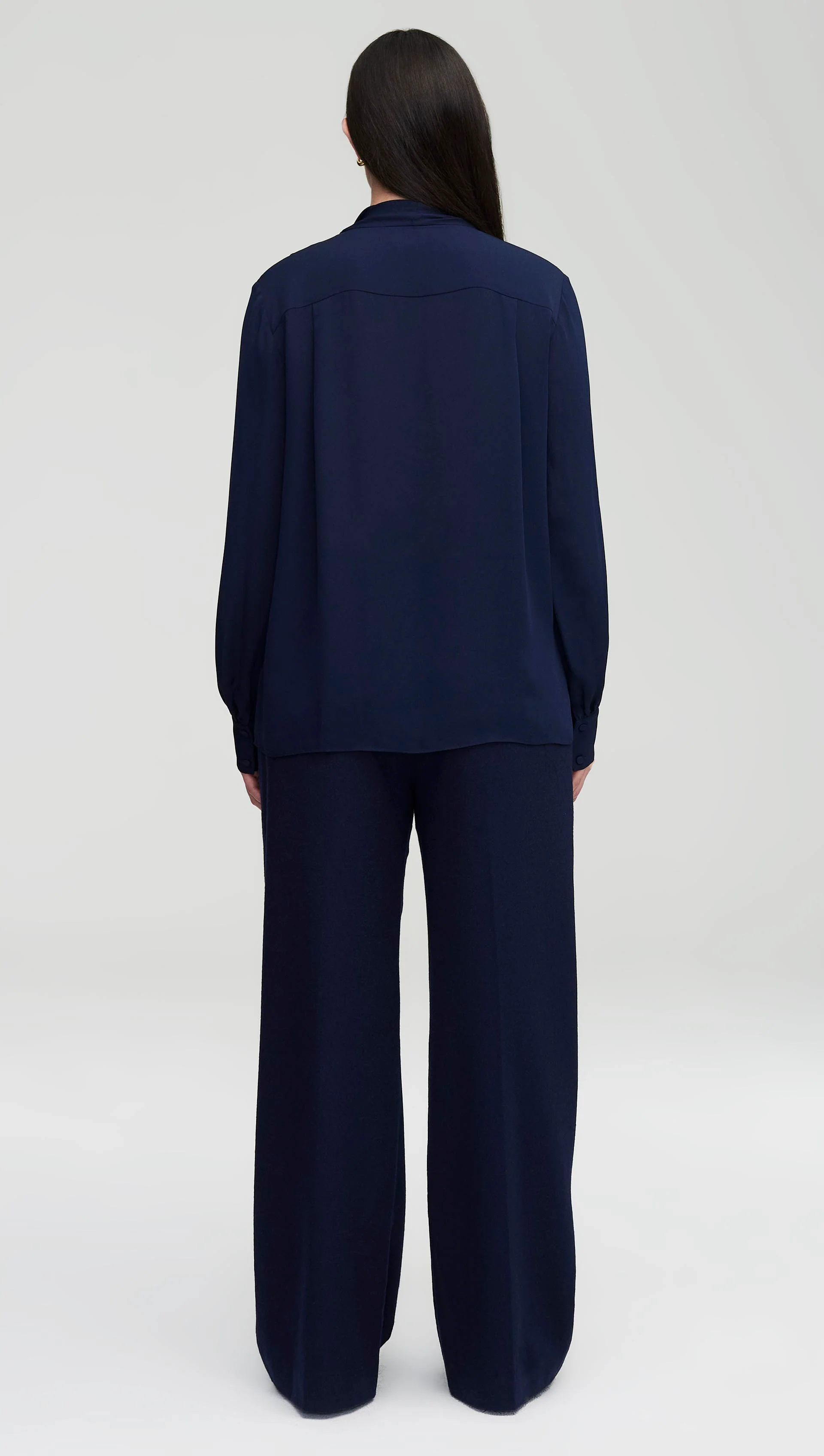 Bow Blouse in Double Georgette | Midnight - Image 4