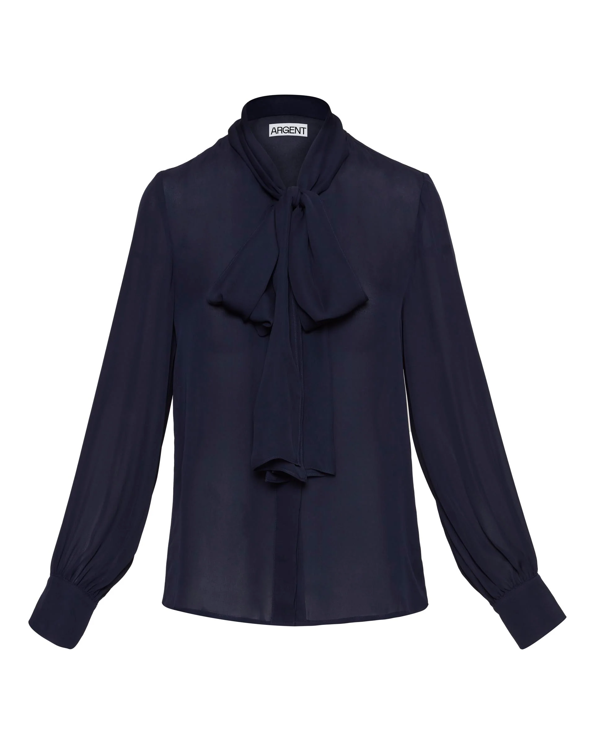 Bow Blouse in Double Georgette | Midnight - Image 6
