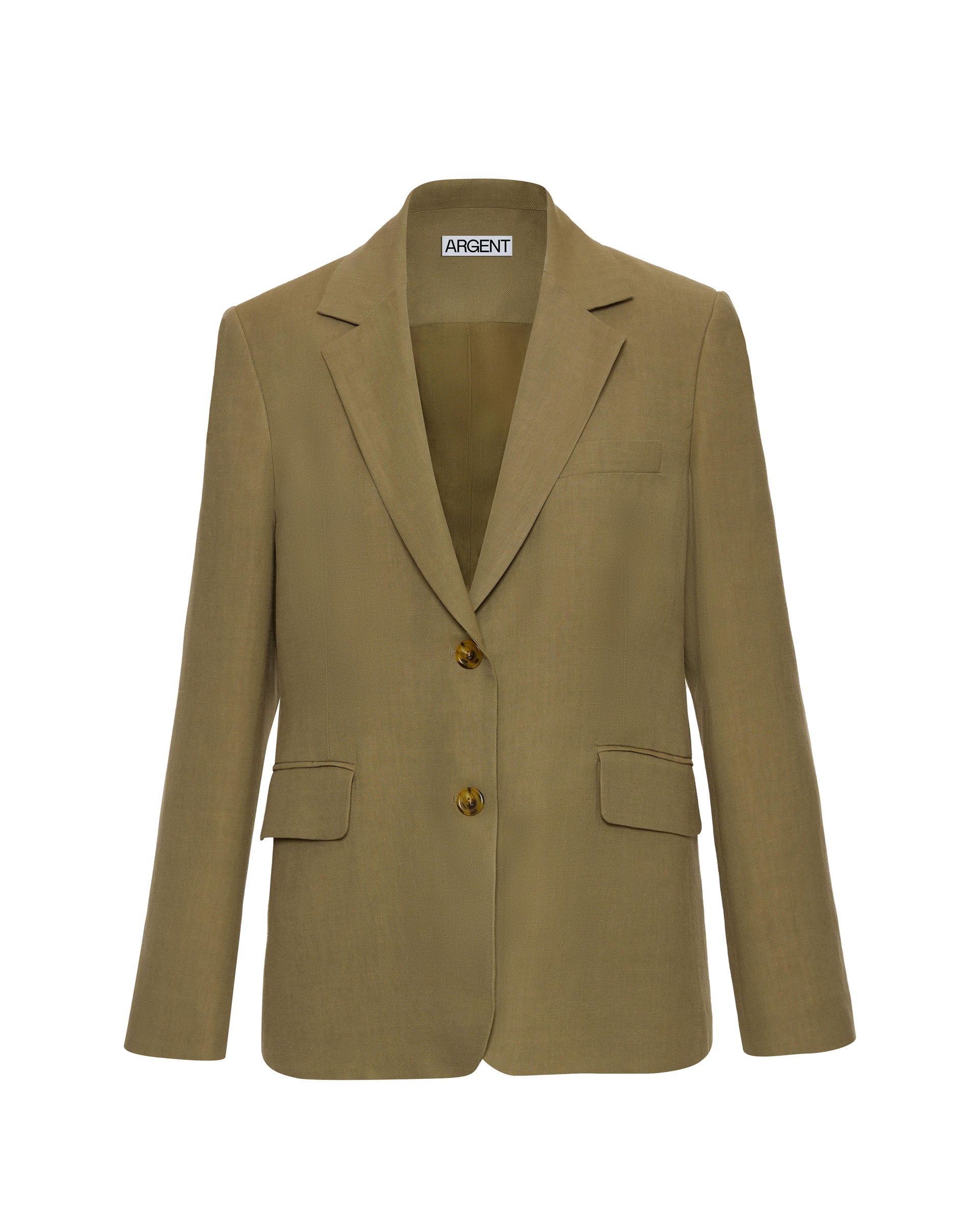 Boyfriend Blazer in Viscose Linen Twill | Khaki Green - Image 10