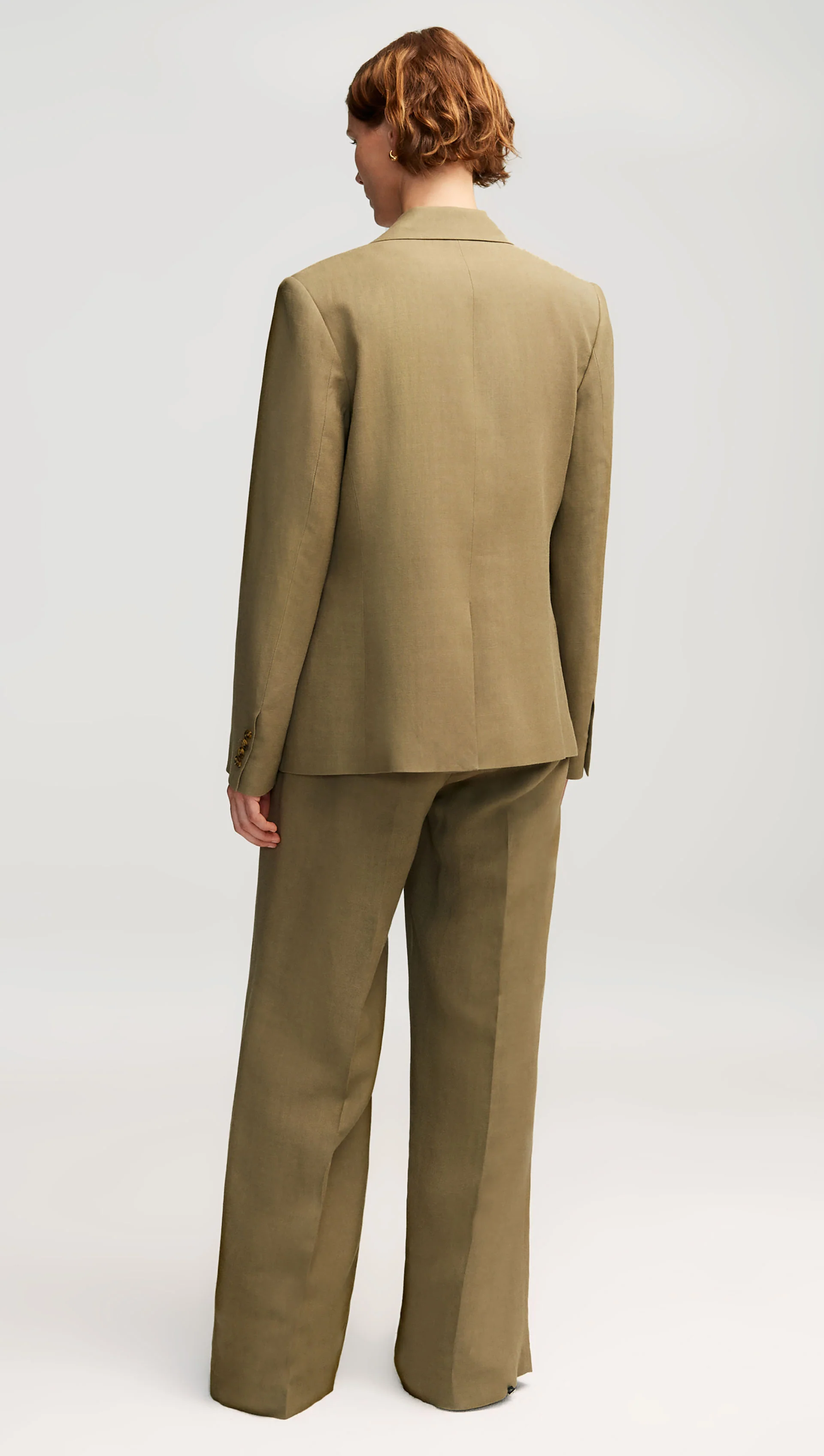 Boyfriend Blazer in Viscose Linen Twill | Khaki Green - Image 4