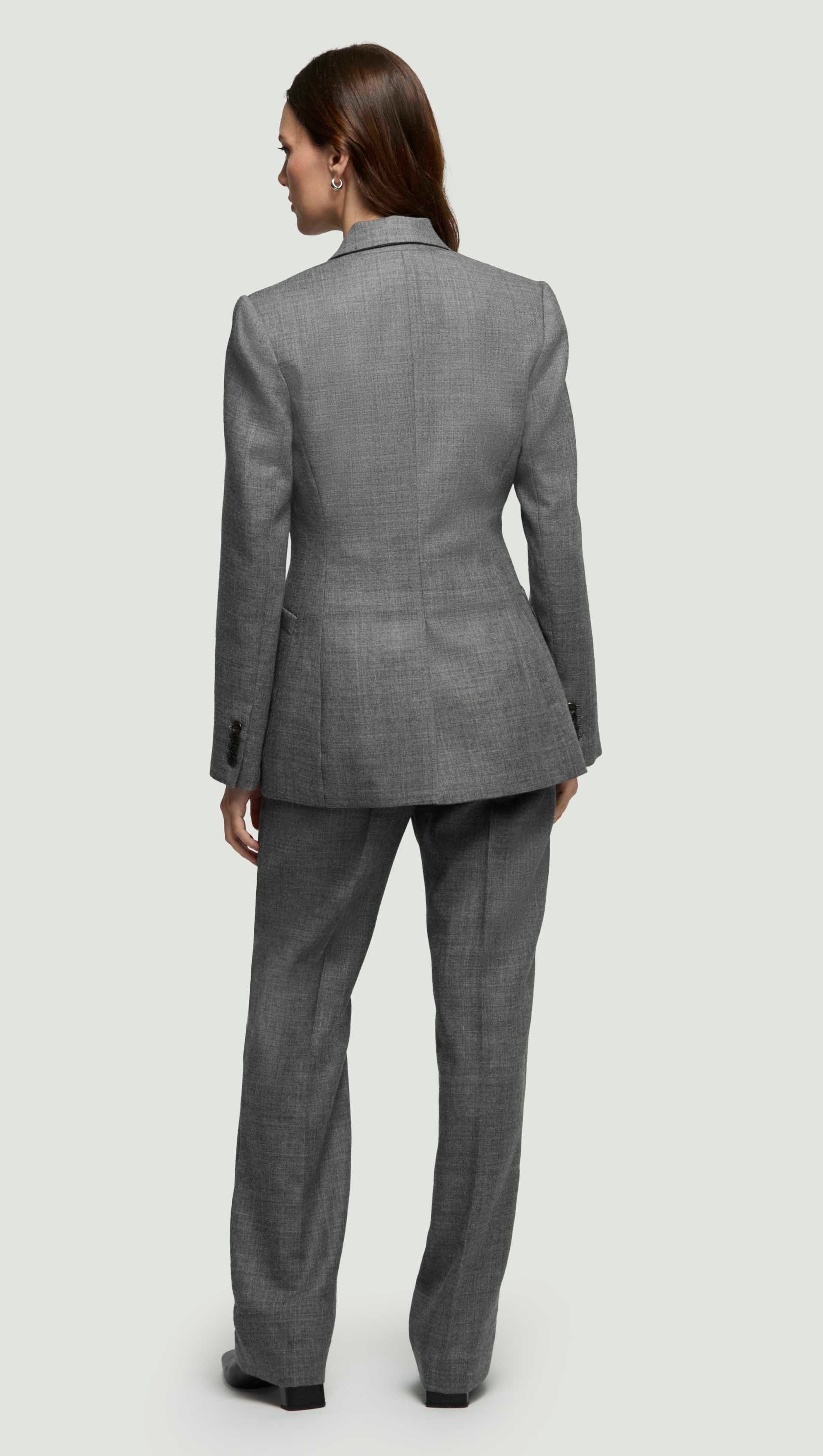 Chelsea Blazer in Textured Wool Twill | Grey Melange - Image 5