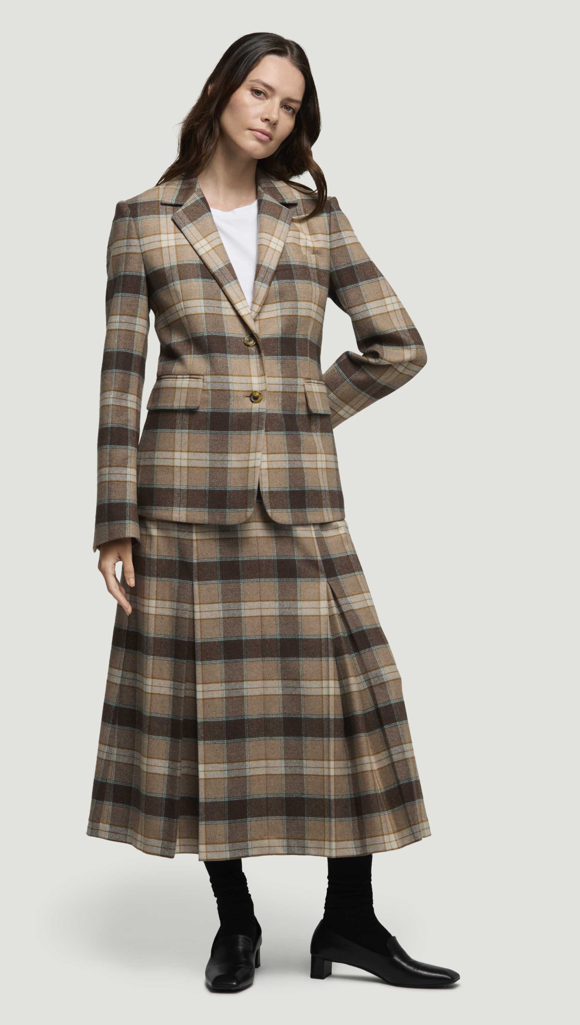 Copain Blazer in Wool | Brown Plaid - Image 3