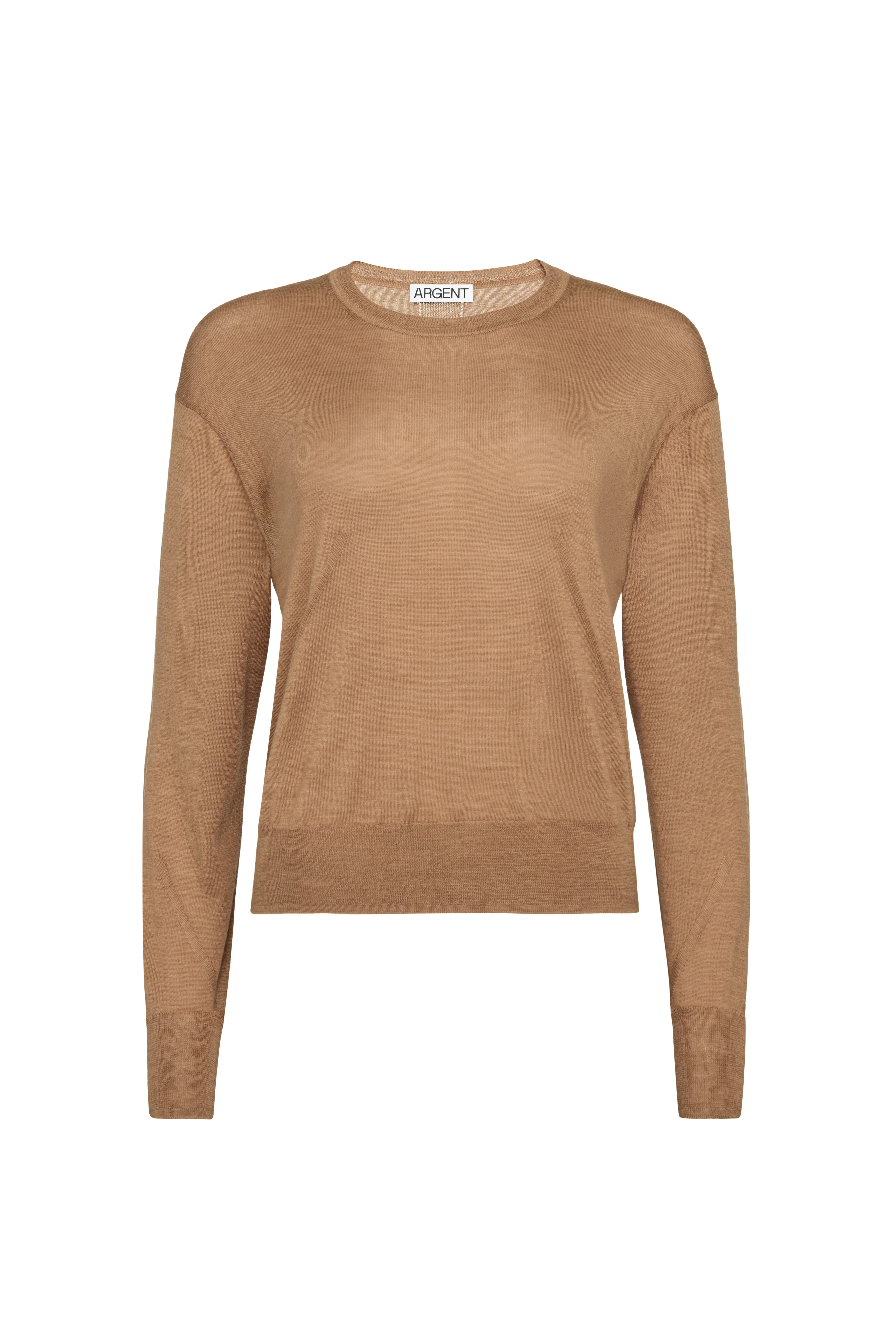 Fine Crewneck in Merino Silk | Camel - Image 6
