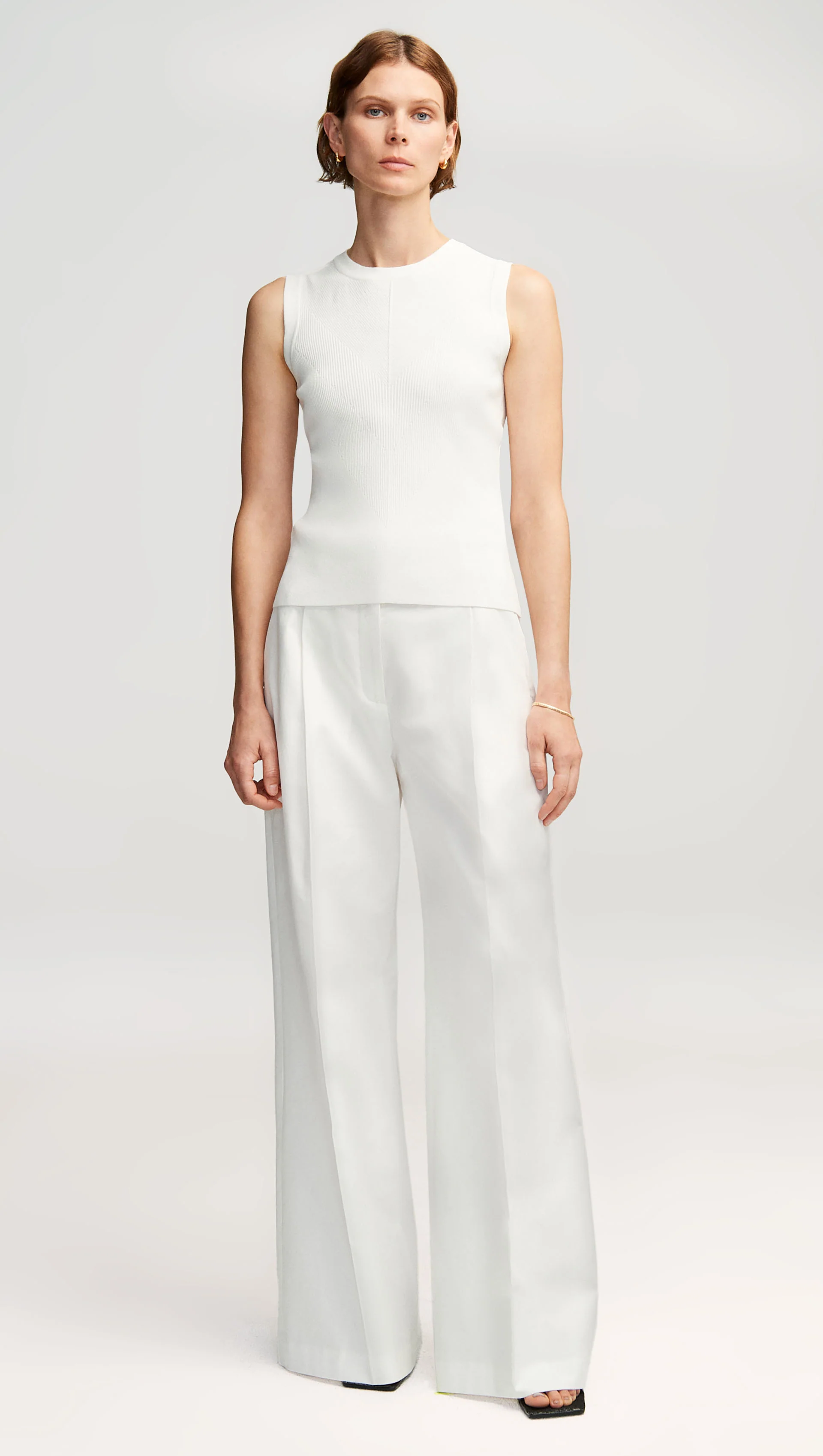 Knit Tank in Stretch Rayon | White - Image 3