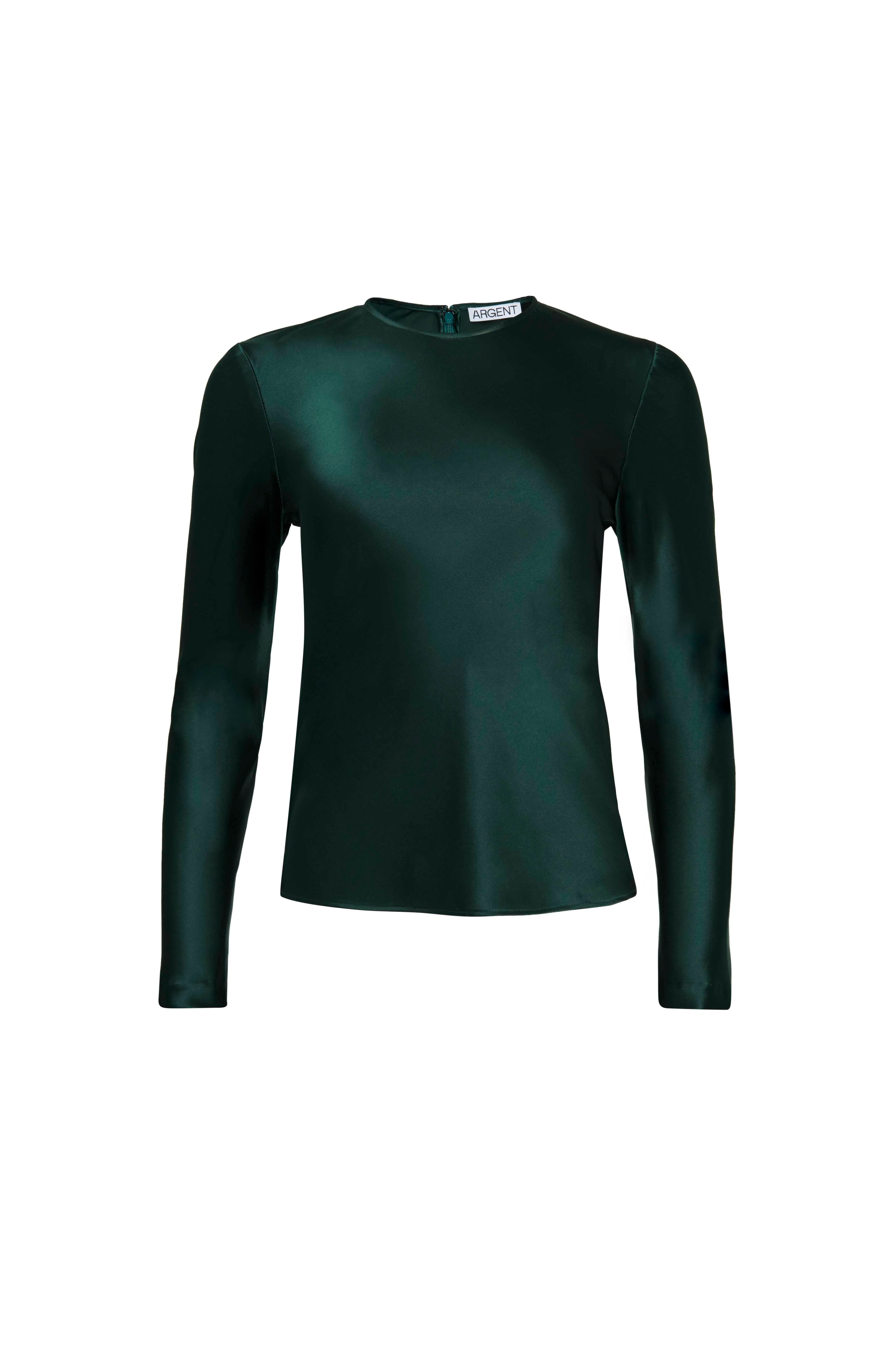 Longsleeve Bias Top in Silk Charmeuse | Deep Forest - Image 6