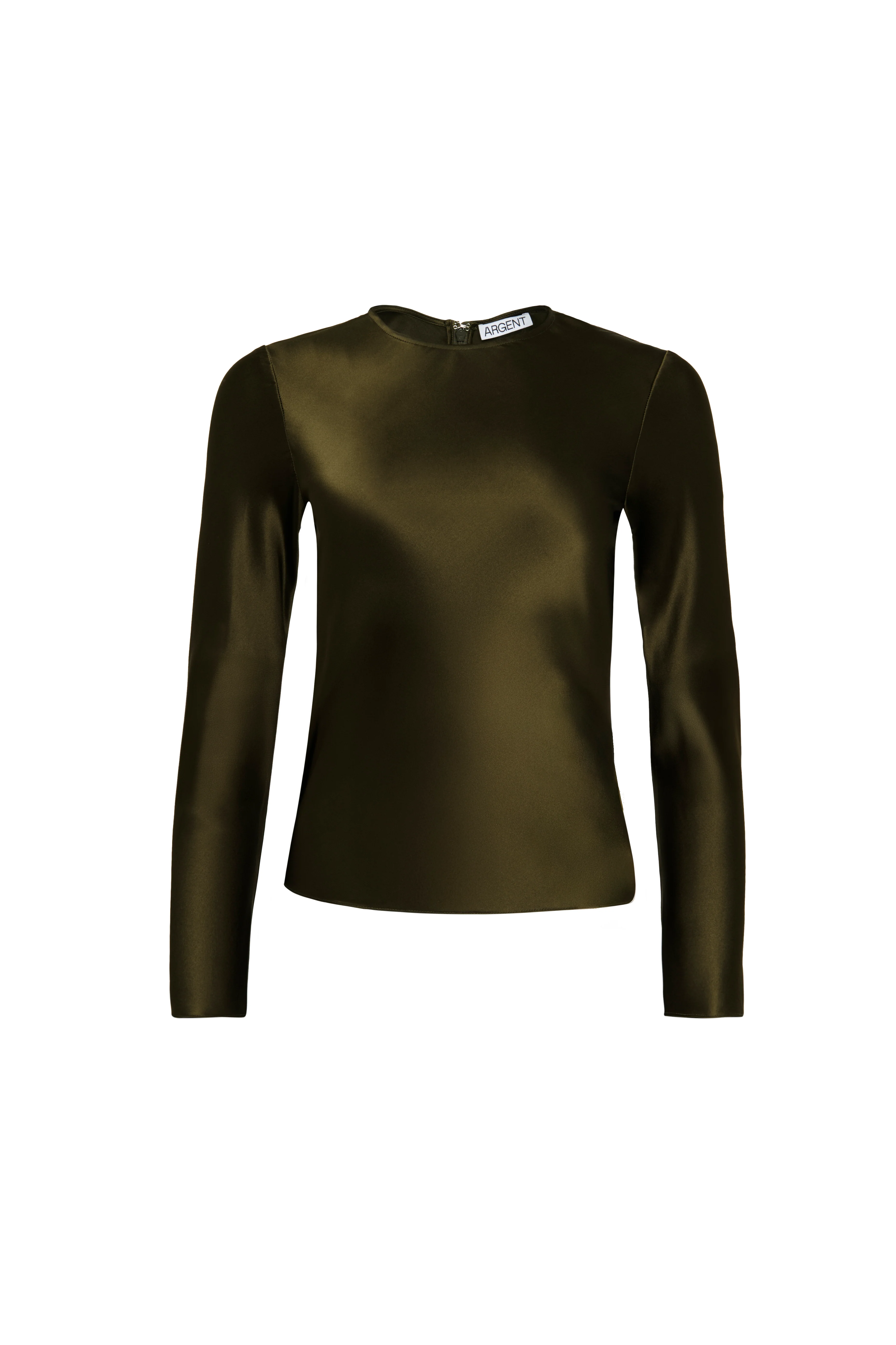 Longsleeve Bias Top in Silk Charmeuse | Basil - Image 7
