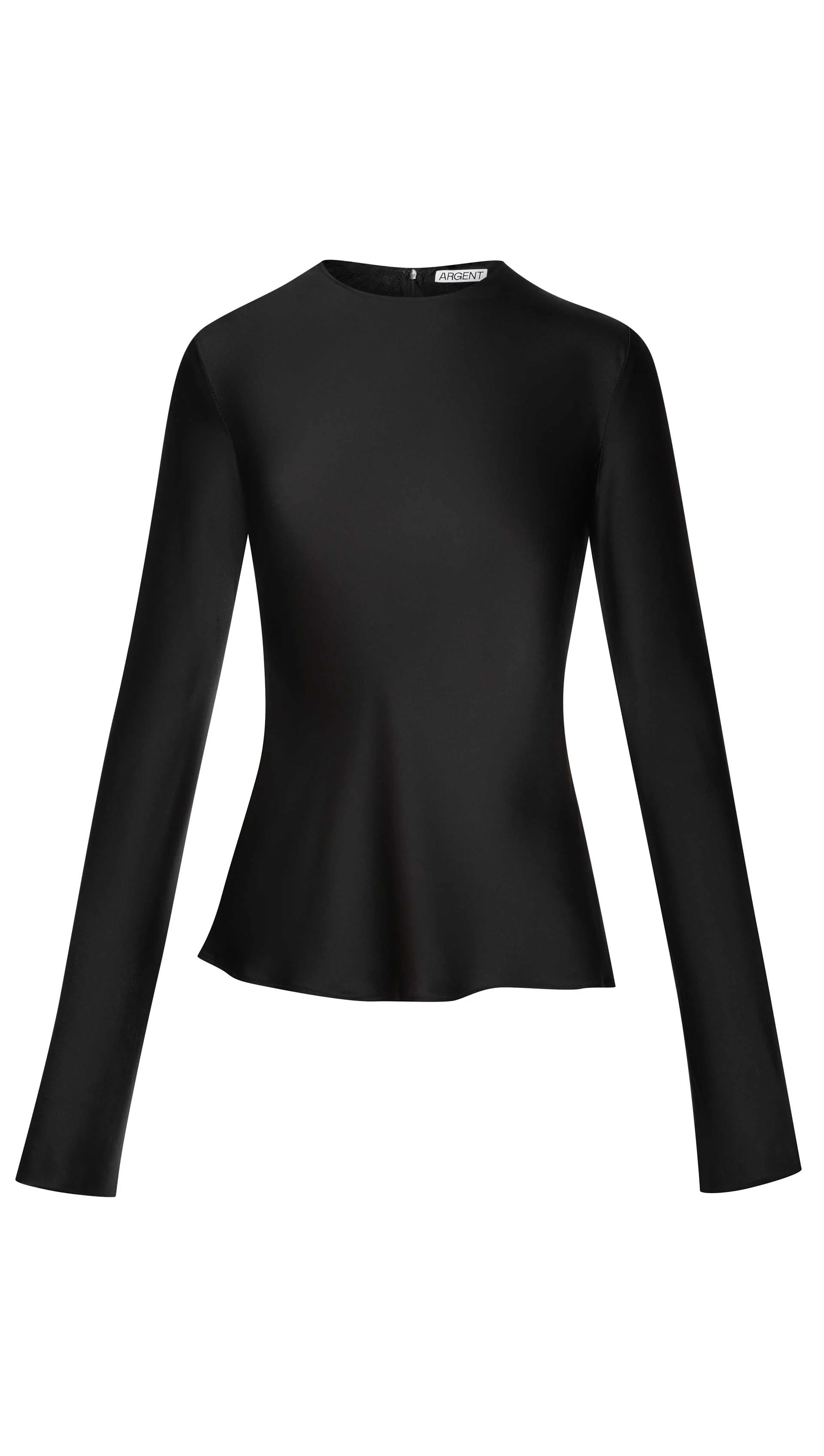 Longsleeve Bias Top in Viscose Satin | Black - Image 8