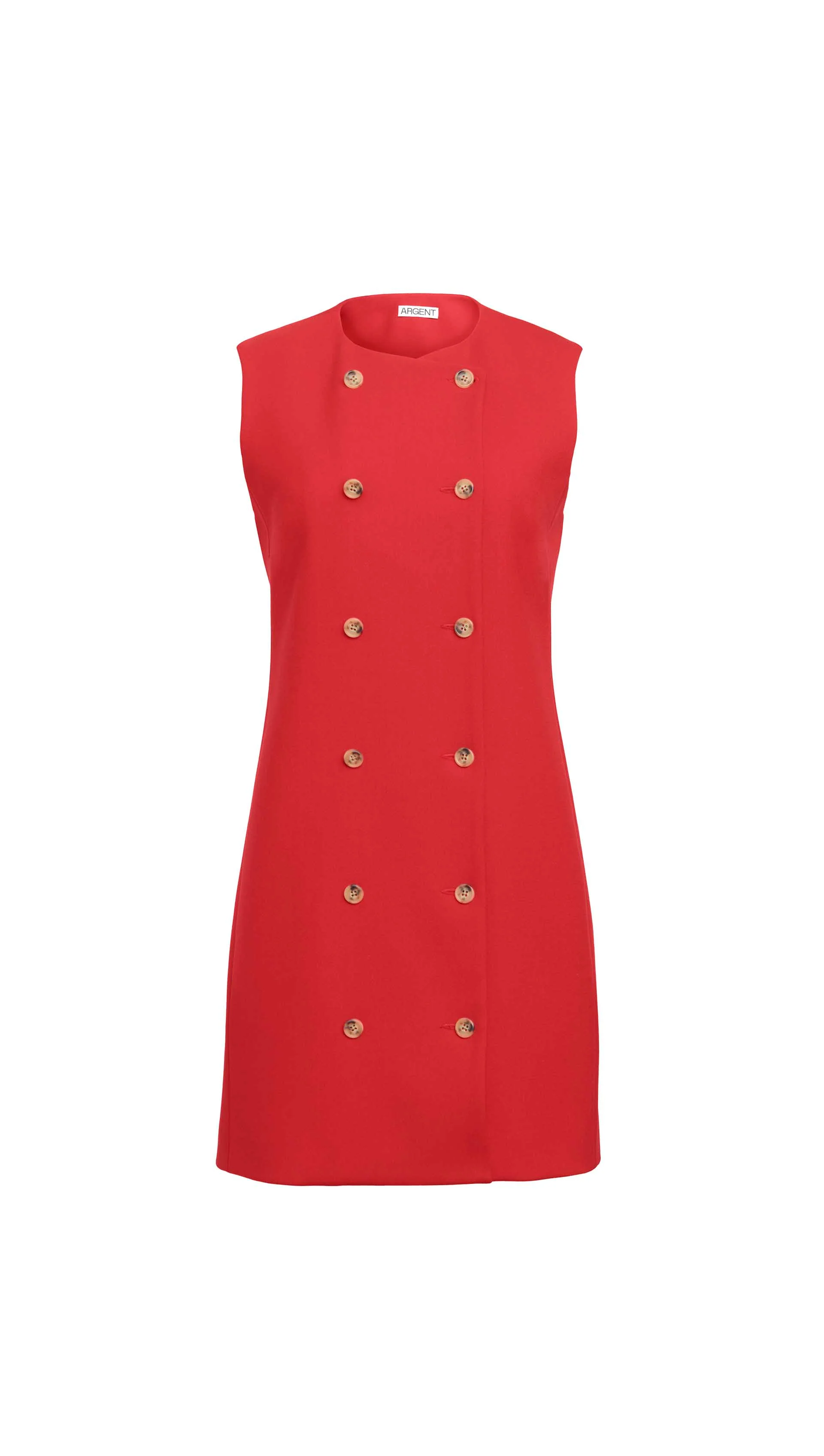 Mini Double-Breasted Dress in Heavy Wool Twill | Ruby Red - Image 8