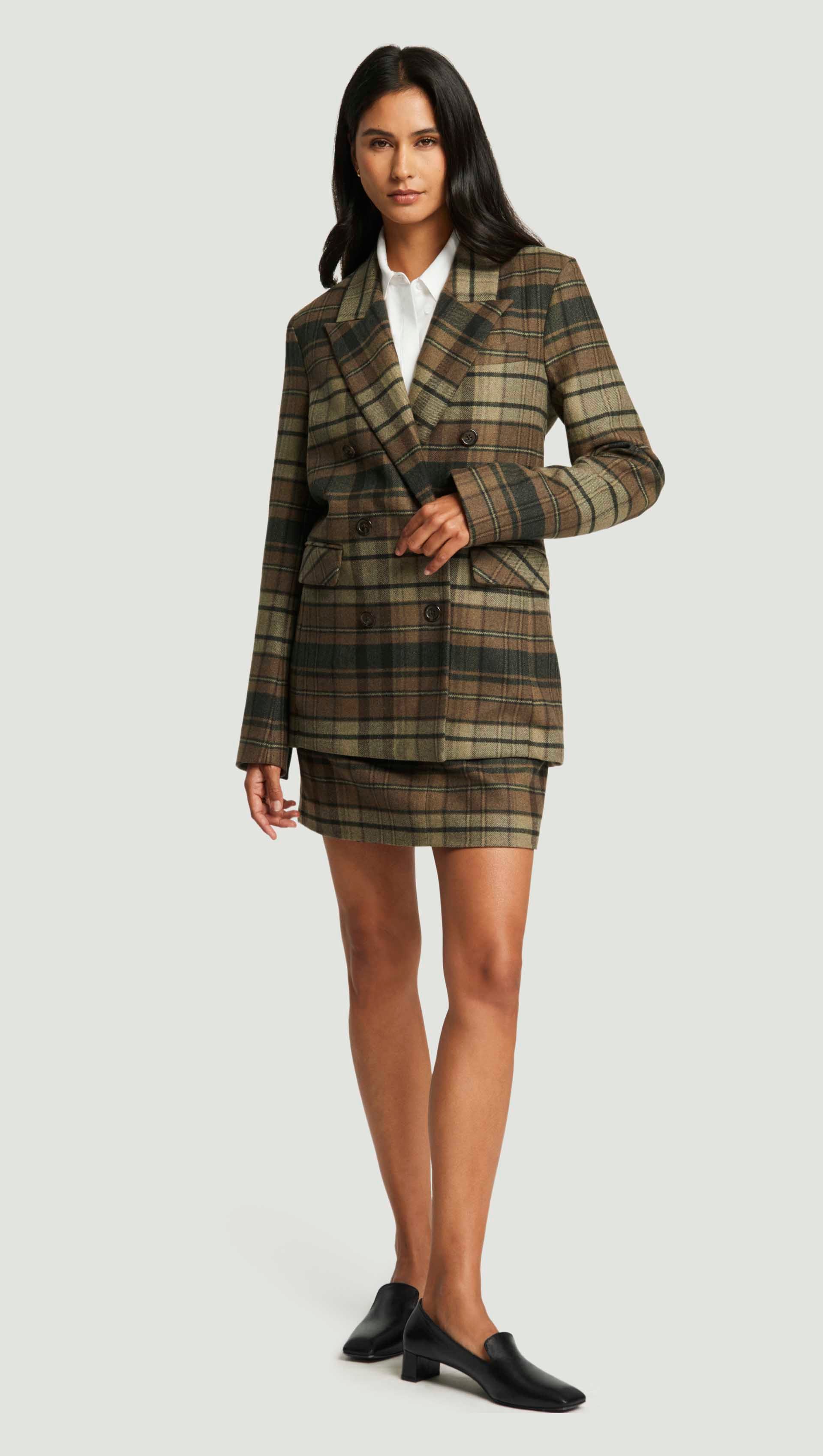 Mini Tailored Skirt in Flannel | Green Plaid - Image 6