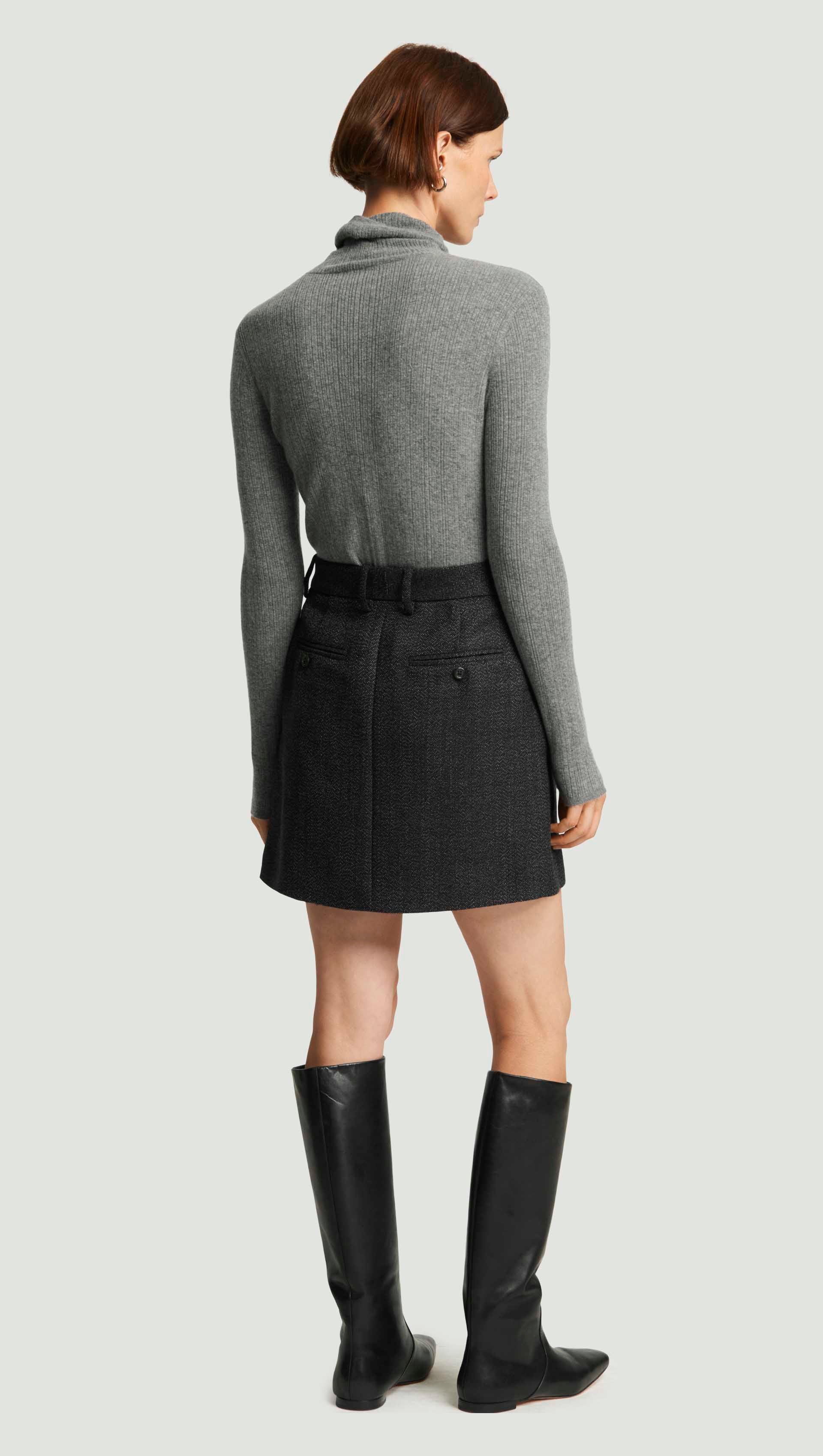 Mini Tailored Skirt in Tweed | Chocolate/Blue - Image 5