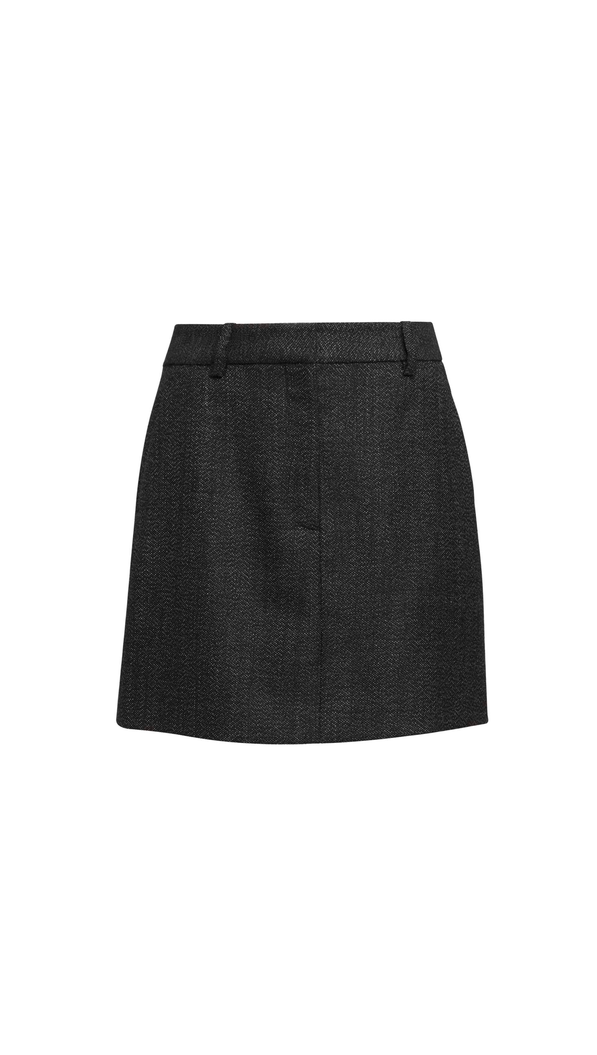 Mini Tailored Skirt in Tweed | Chocolate/Blue - Image 8