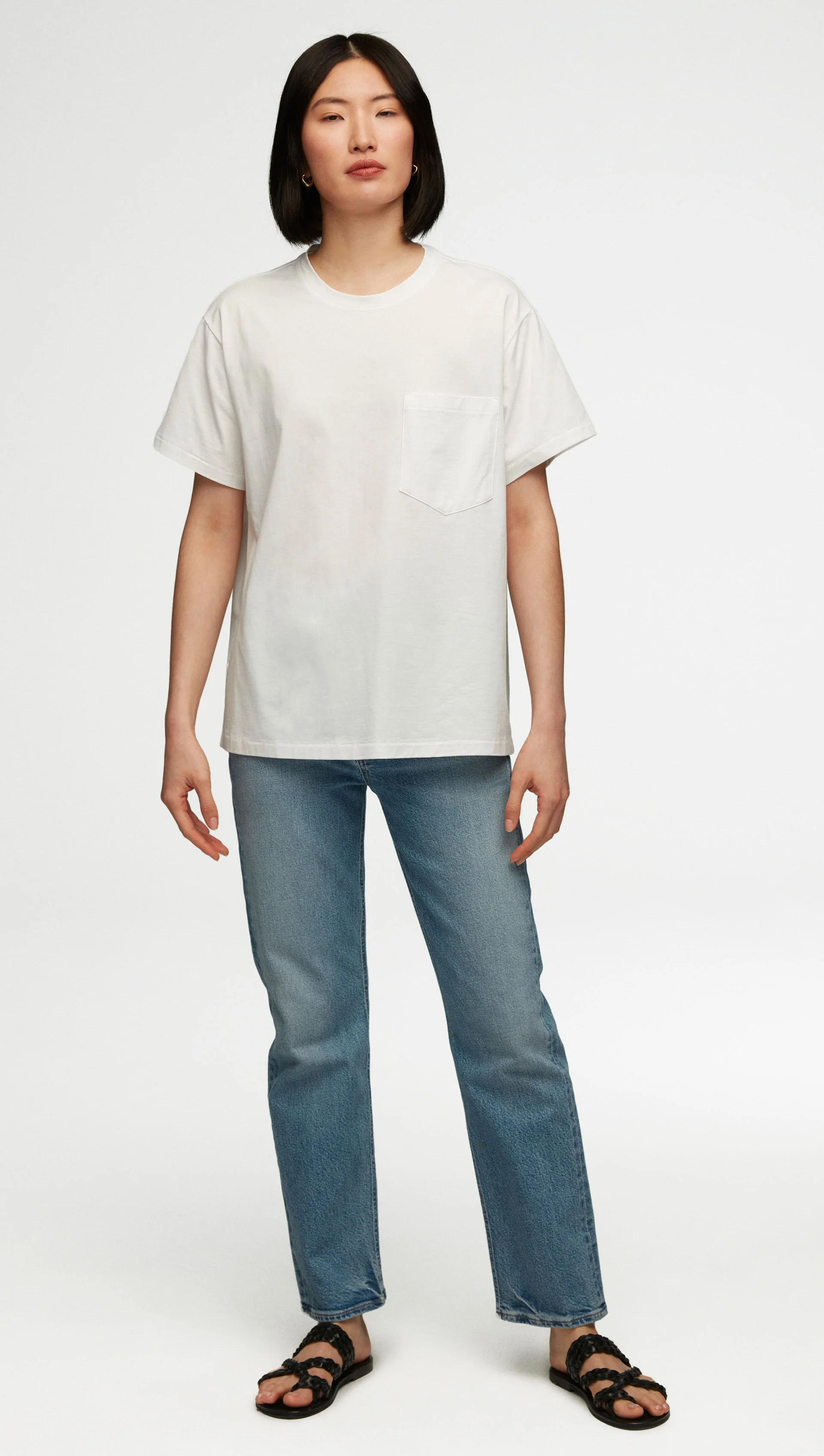 Oversized Pocket Tee in Cotton Jersey | White - Image 3