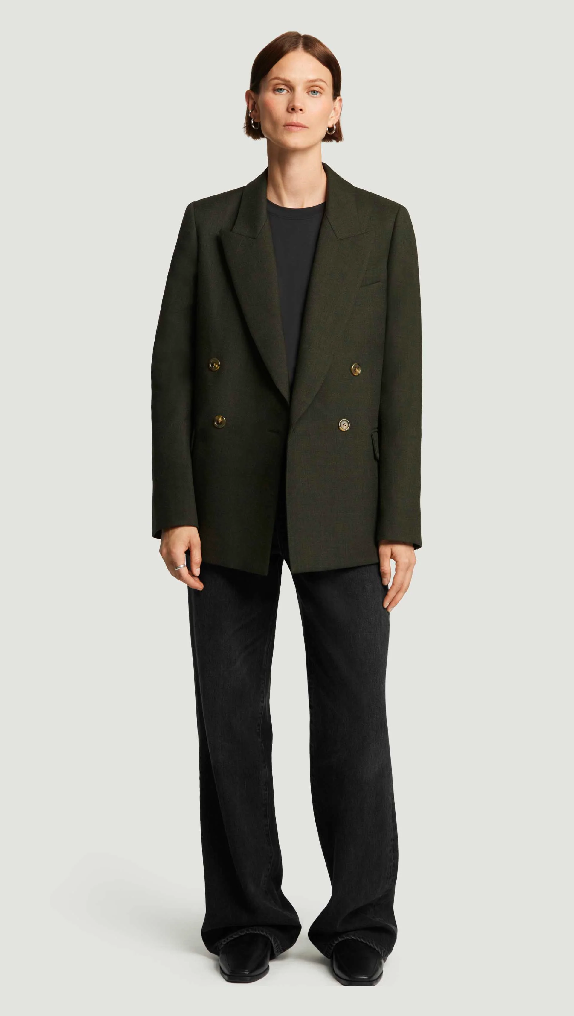 Peak Lapel Blazer in Bellagio Wool | Hunter - Image 10