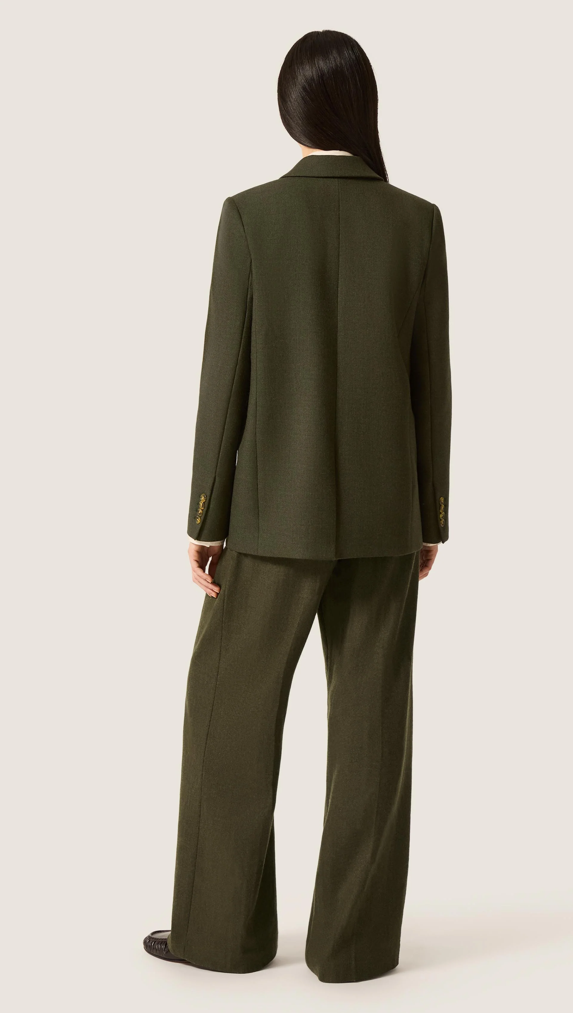 Peak Lapel Blazer in Bellagio Wool | Hunter - Image 4