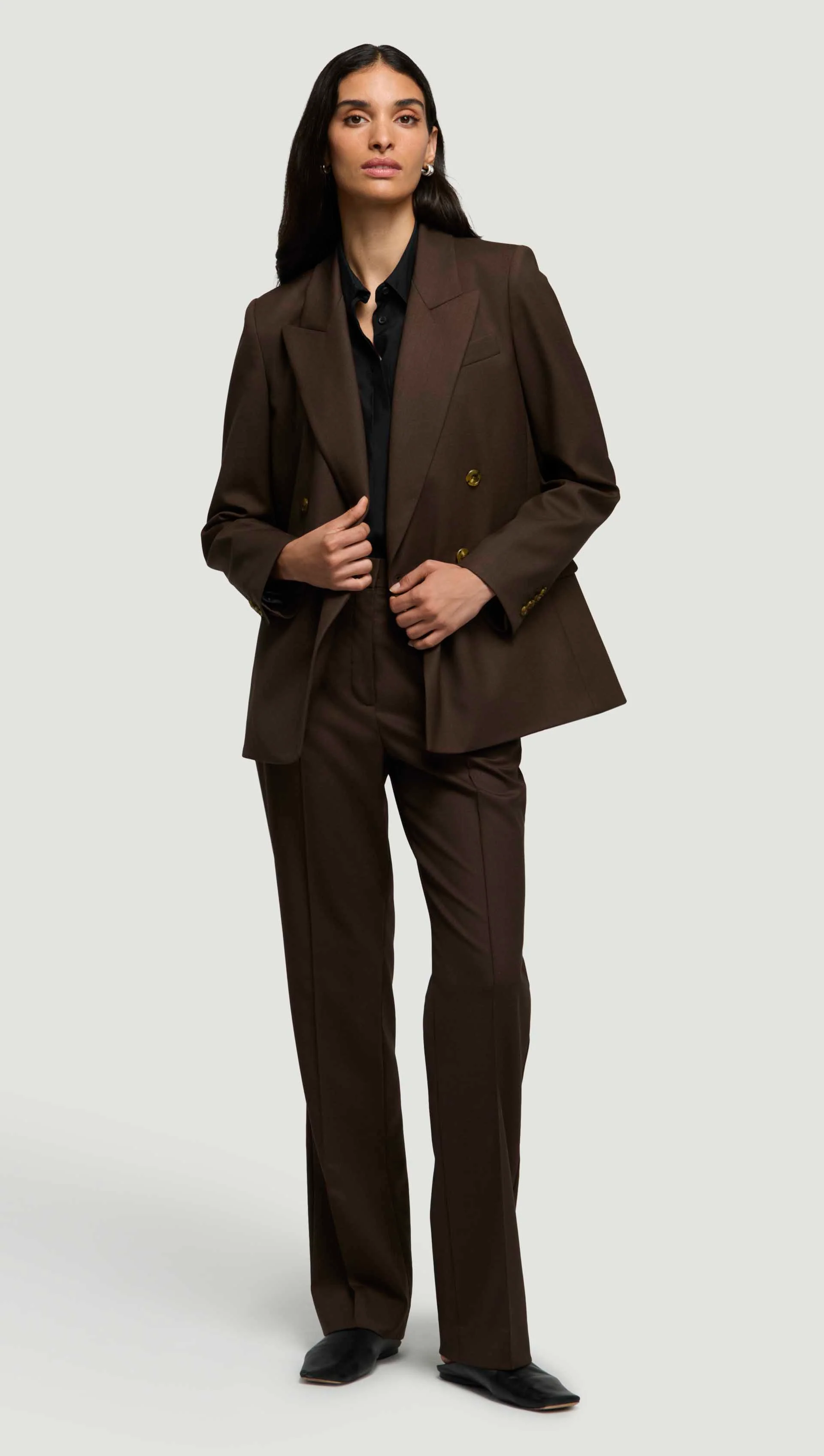 Peak Lapel Blazer in Seasonless Wool | Espresso - Image 4