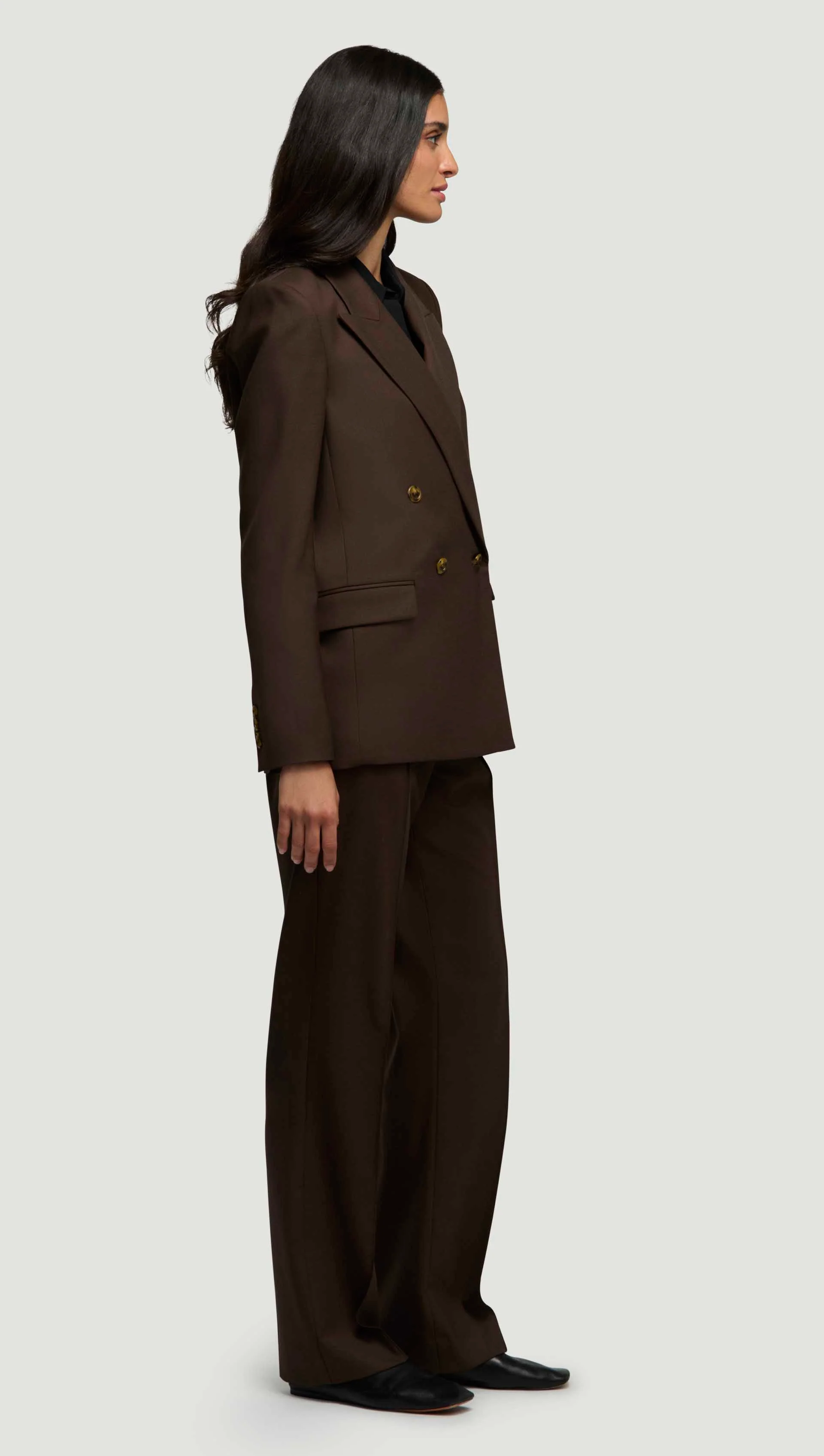 Peak Lapel Blazer in Seasonless Wool | Espresso - Image 5