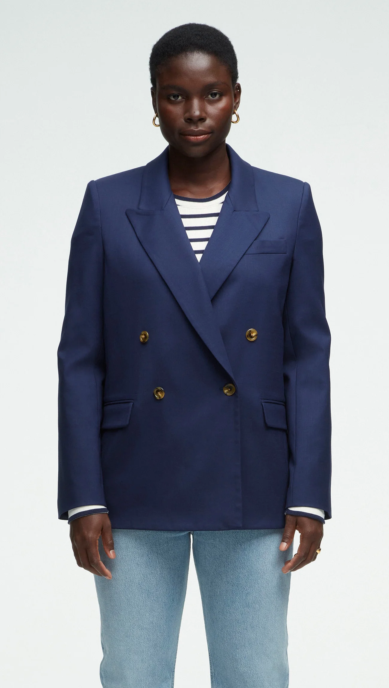 Peak Lapel Blazer in Seasonless Wool | Navy - Image 4