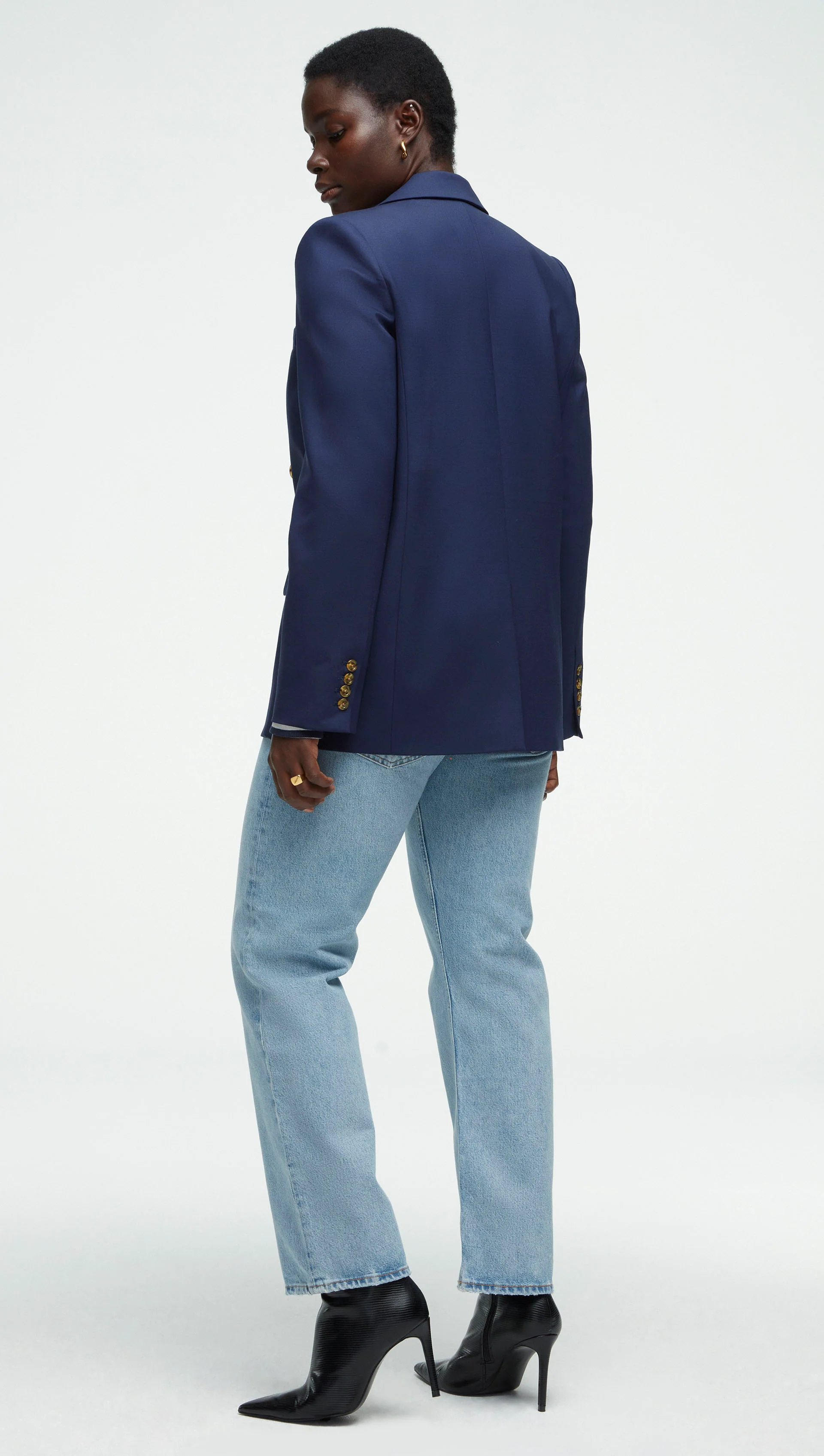 Peak Lapel Blazer in Seasonless Wool | Navy - Image 5