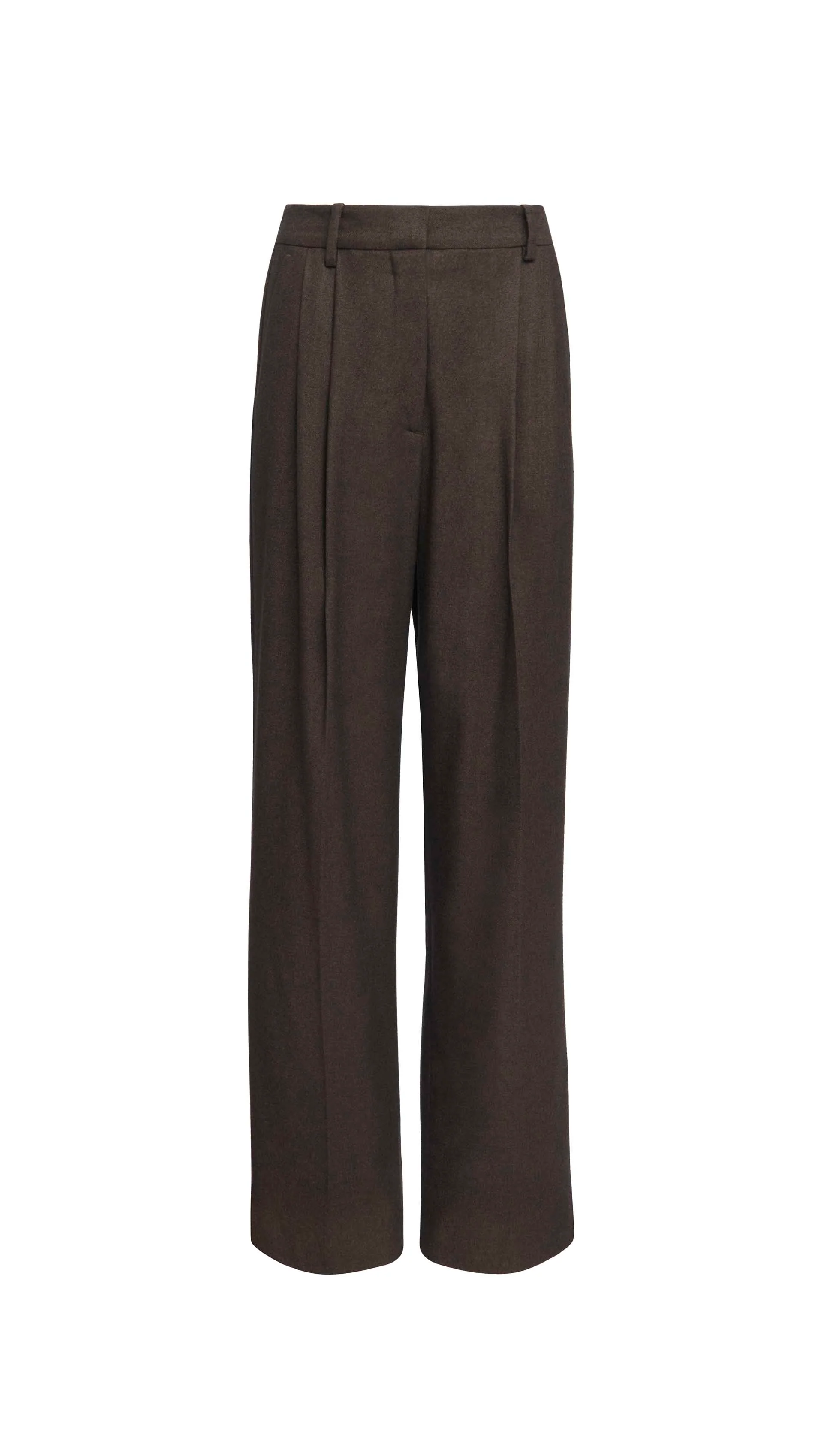 Pleated Tapered Trouser in Brushed Wool | Brown - Image 6