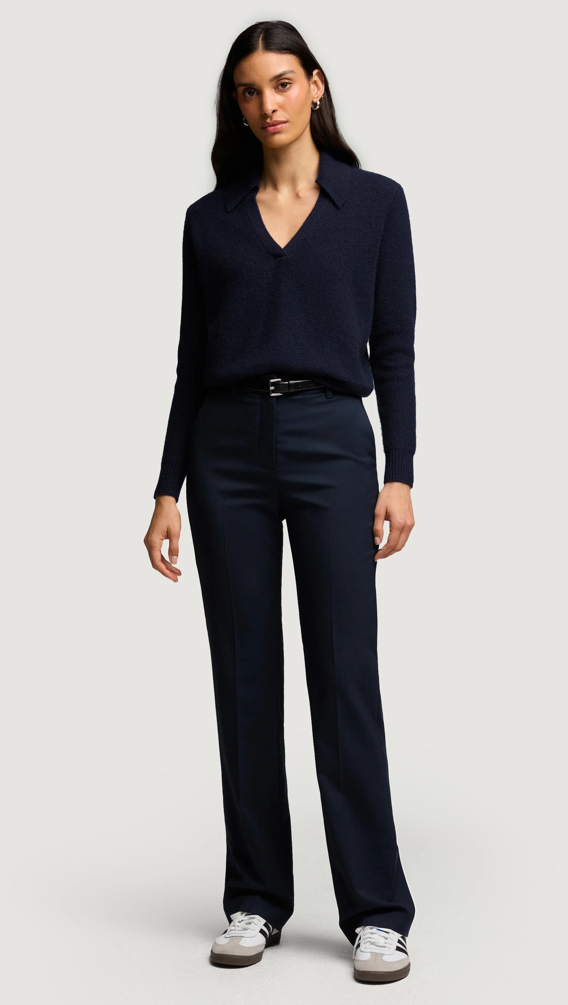 Polo Sweater in Wool Cashmere | Navy - Image 3