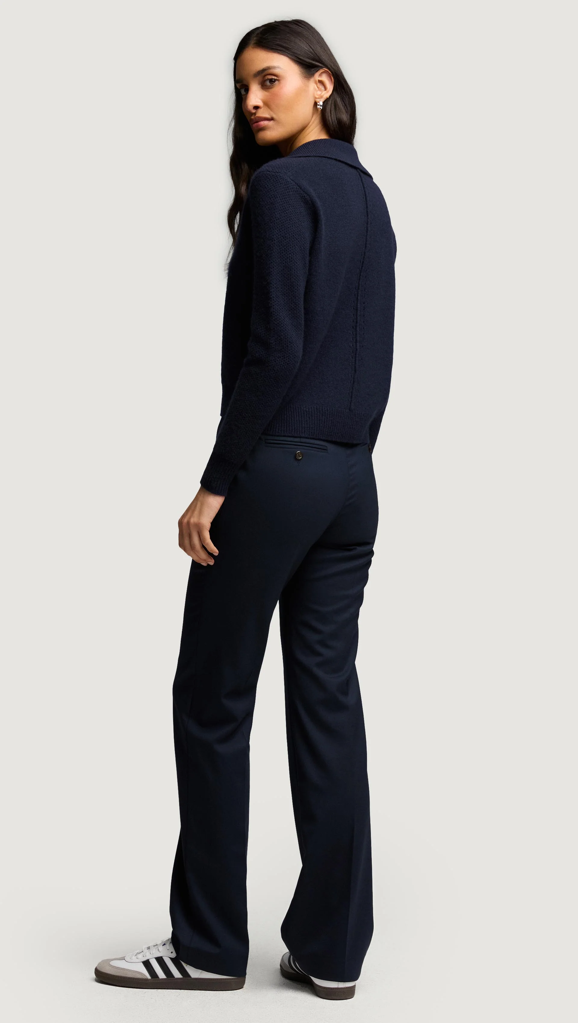 Polo Sweater in Wool Cashmere | Navy - Image 5