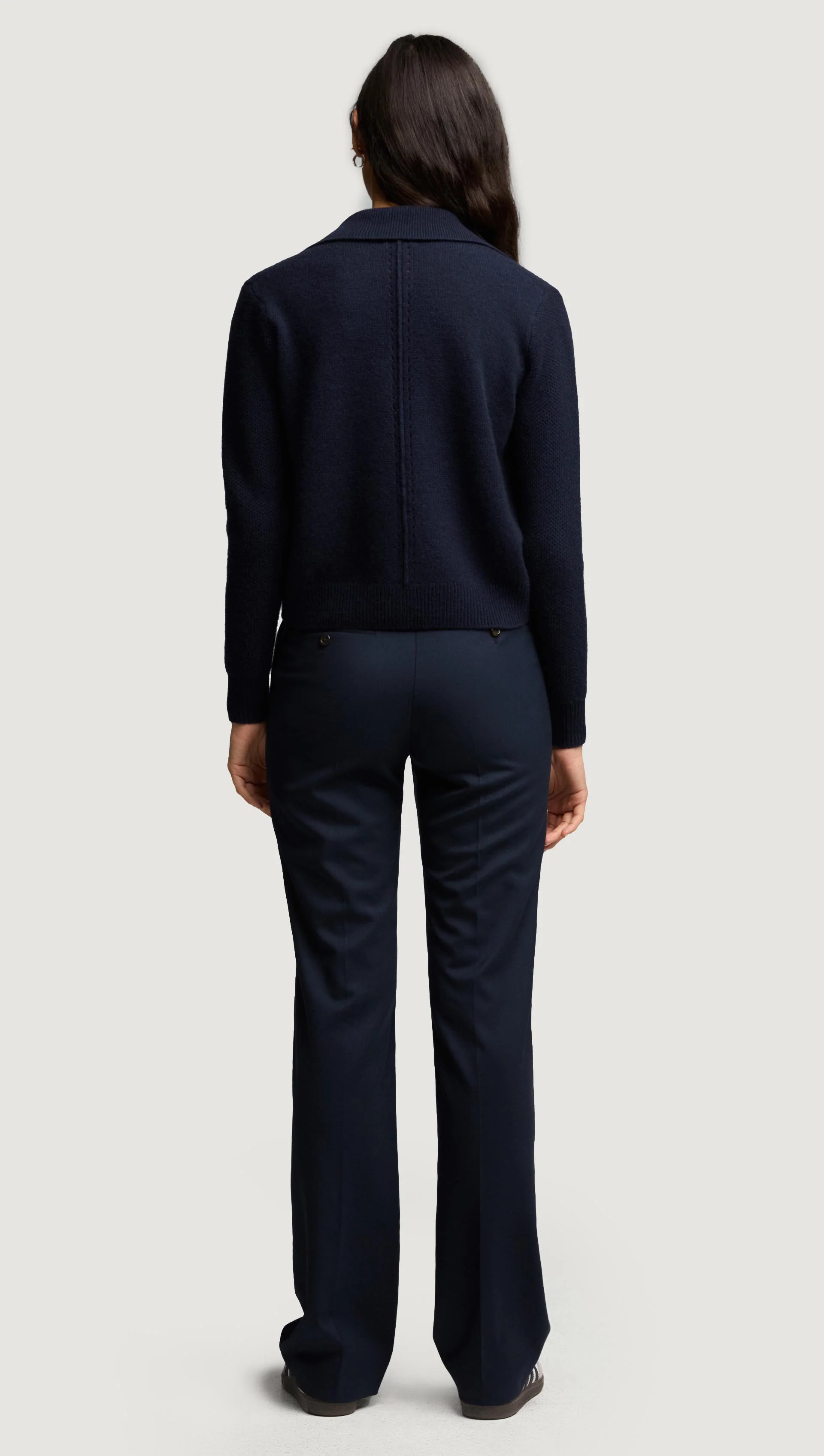 Polo Sweater in Wool Cashmere | Navy - Image 6