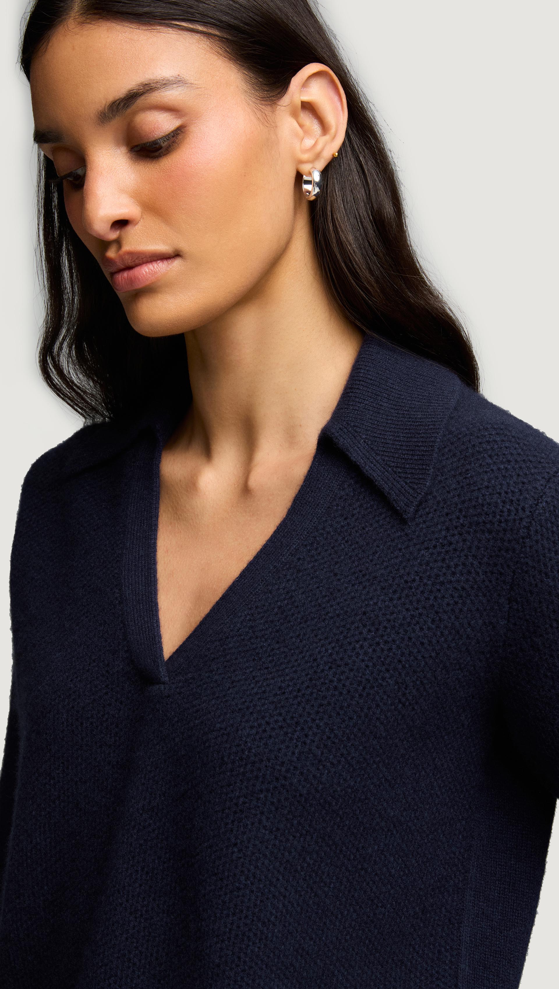 Polo Sweater in Wool Cashmere | Navy - Image 7