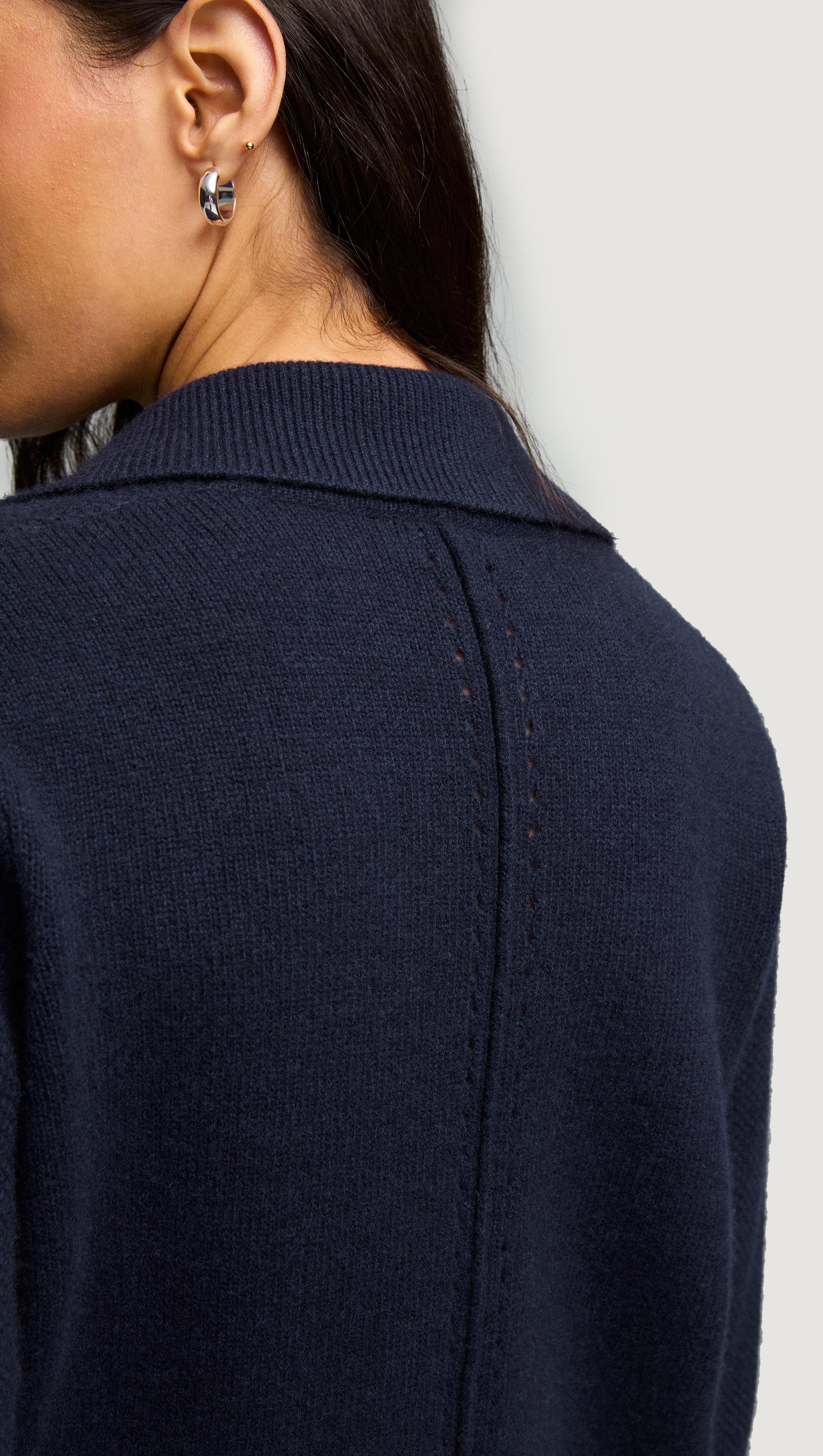 Polo Sweater in Wool Cashmere | Navy - Image 8