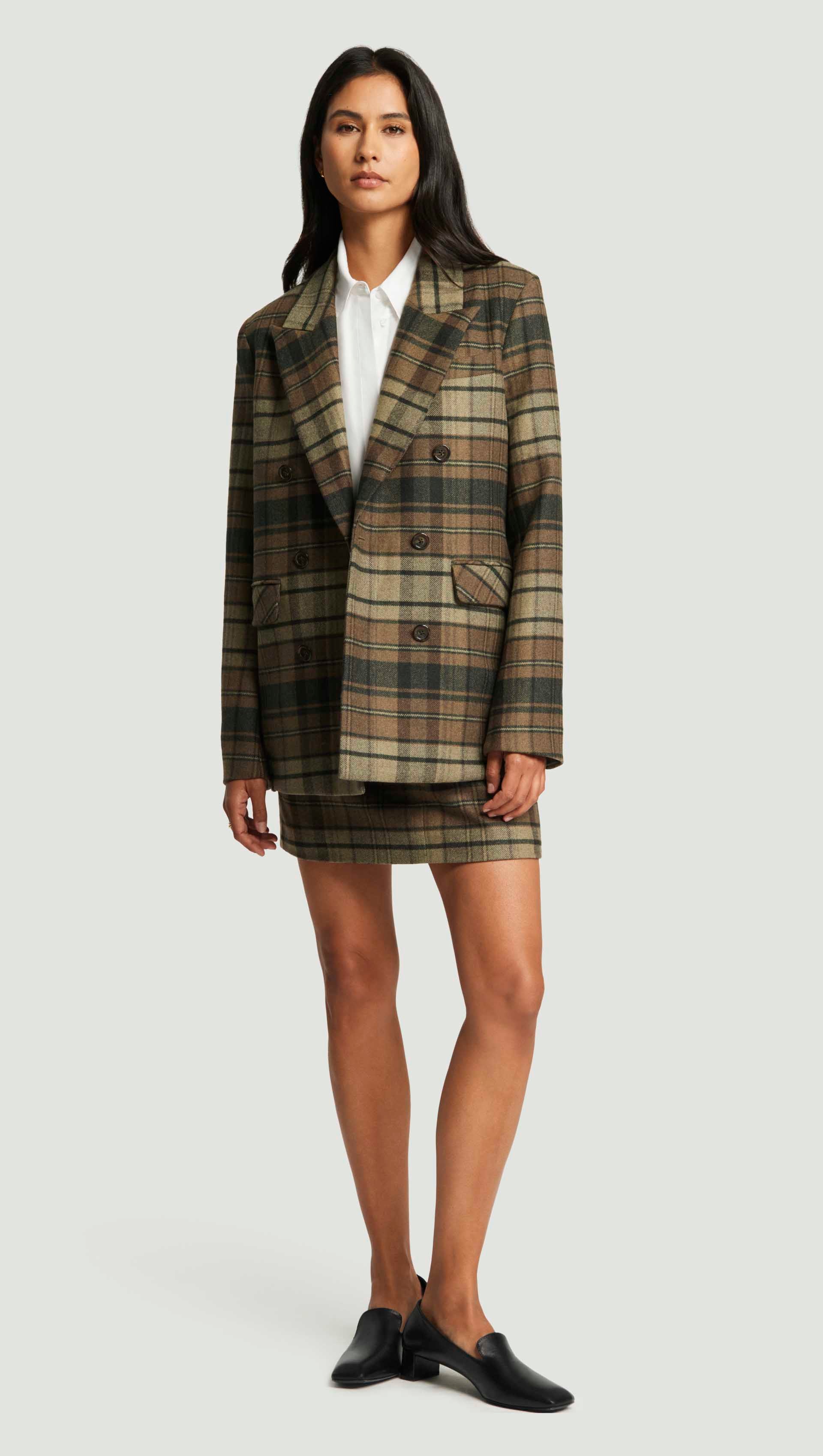Raglan Blazer in Flannel | Green Plaid - Image 3