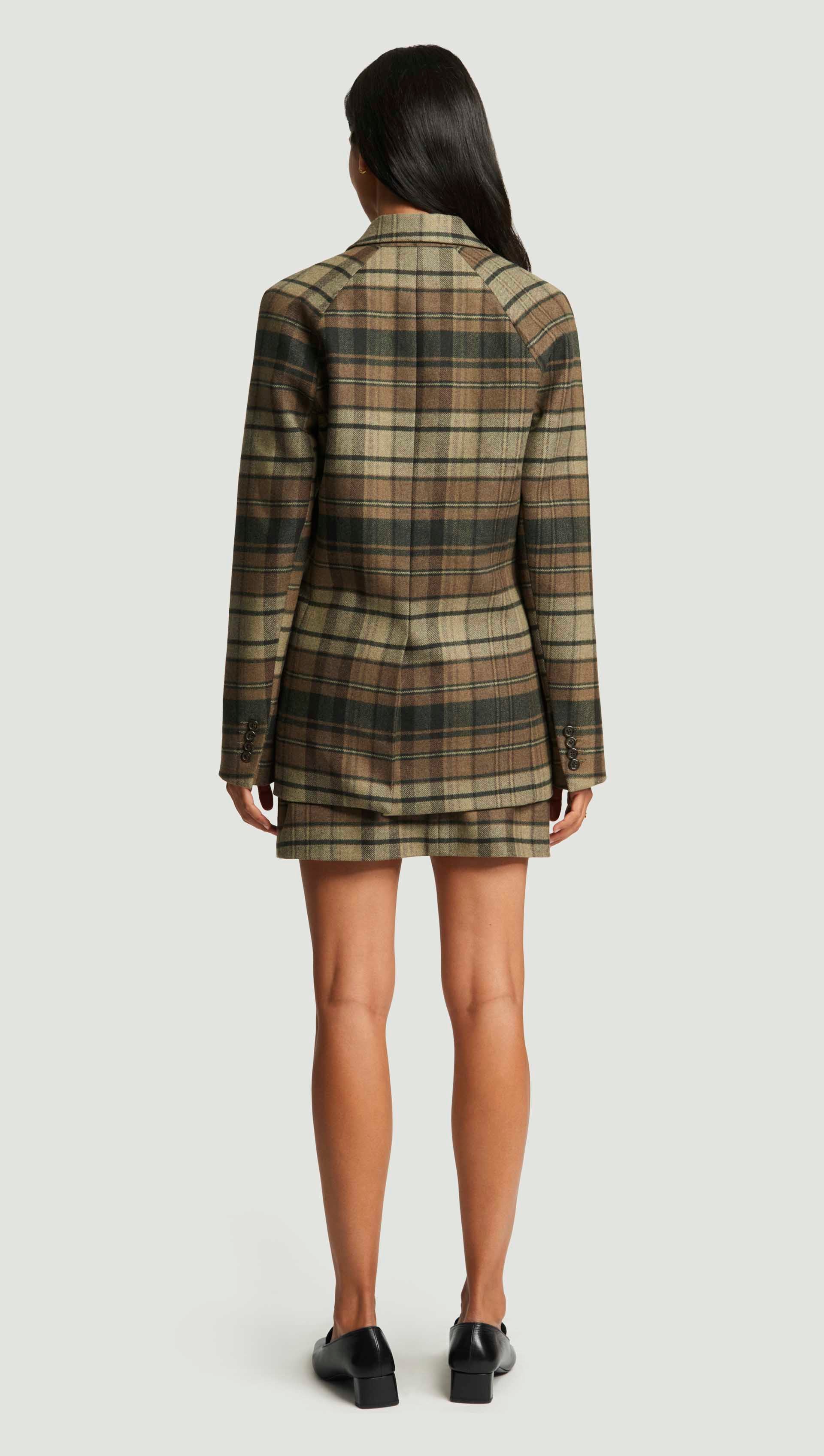 Raglan Blazer in Flannel | Green Plaid - Image 4