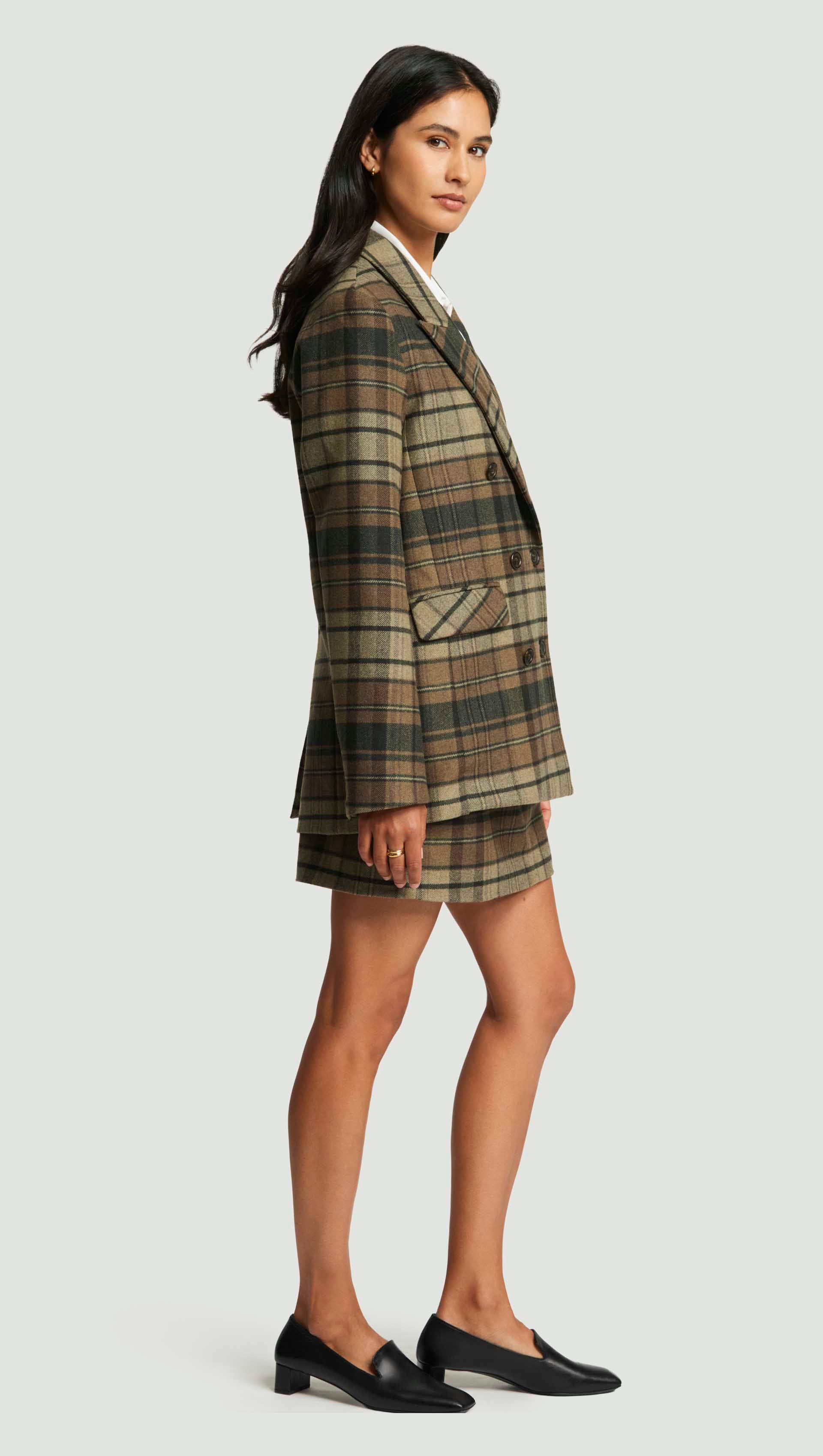 Raglan Blazer in Flannel | Green Plaid - Image 5