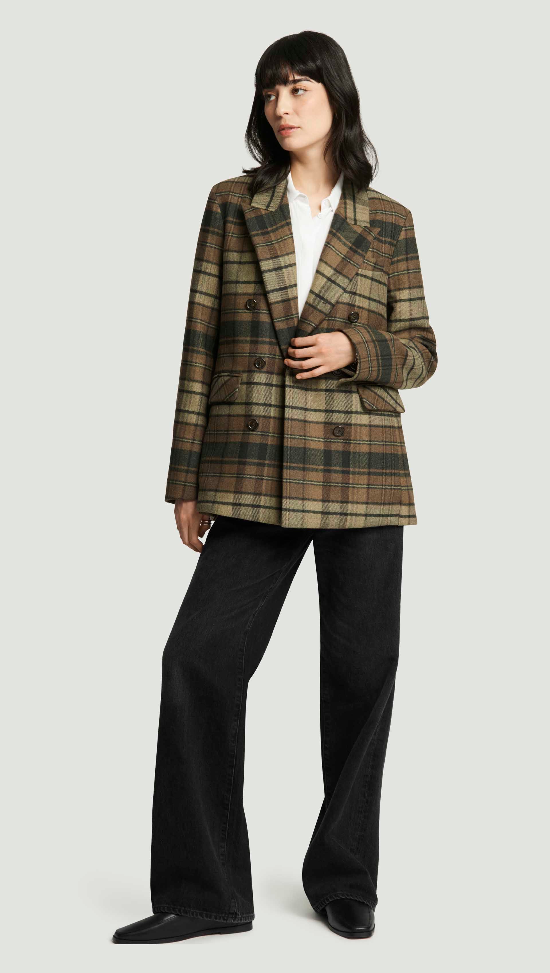 Raglan Blazer in Flannel | Green Plaid - Image 6