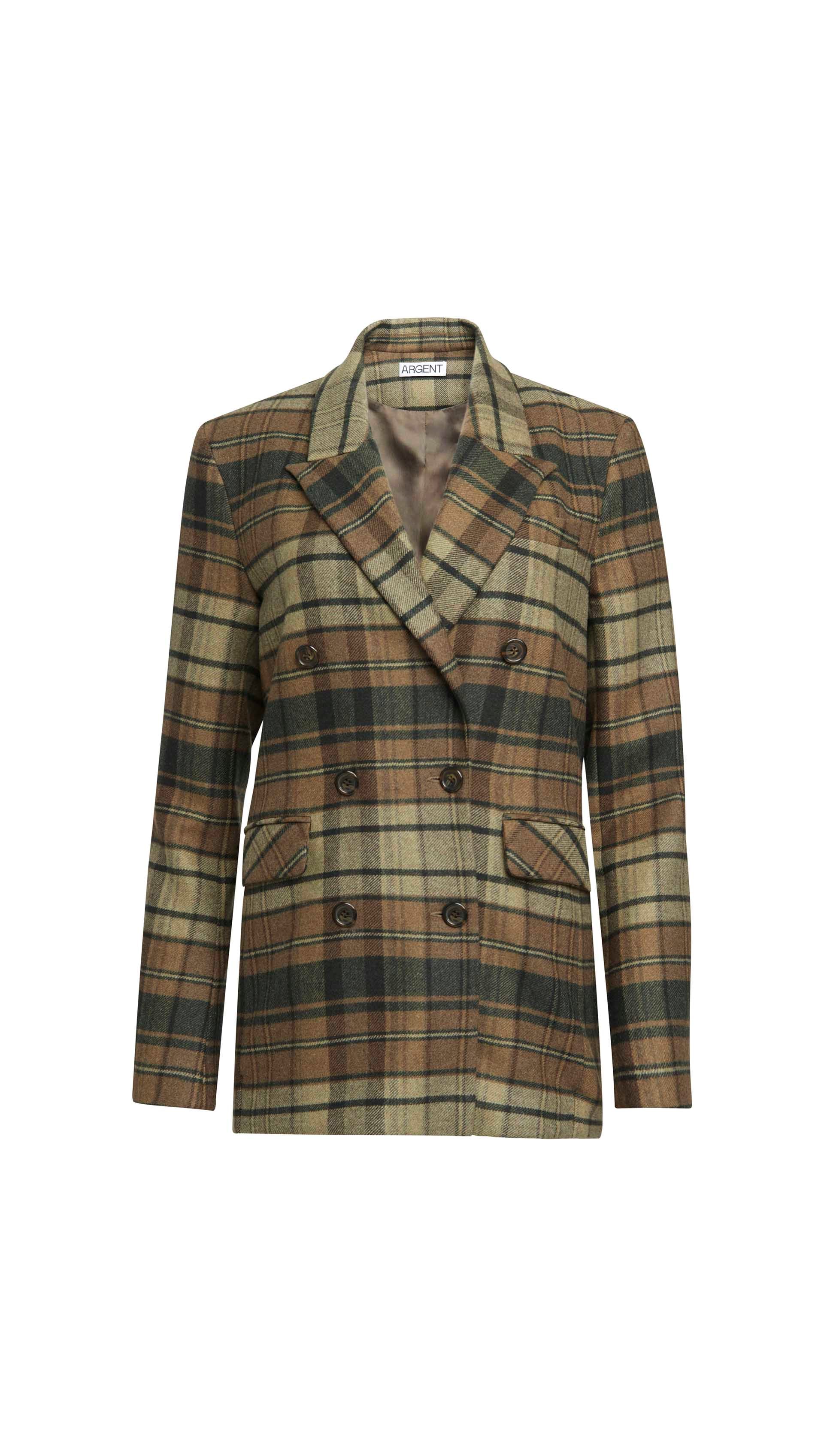 Raglan Blazer in Flannel | Green Plaid - Image 9