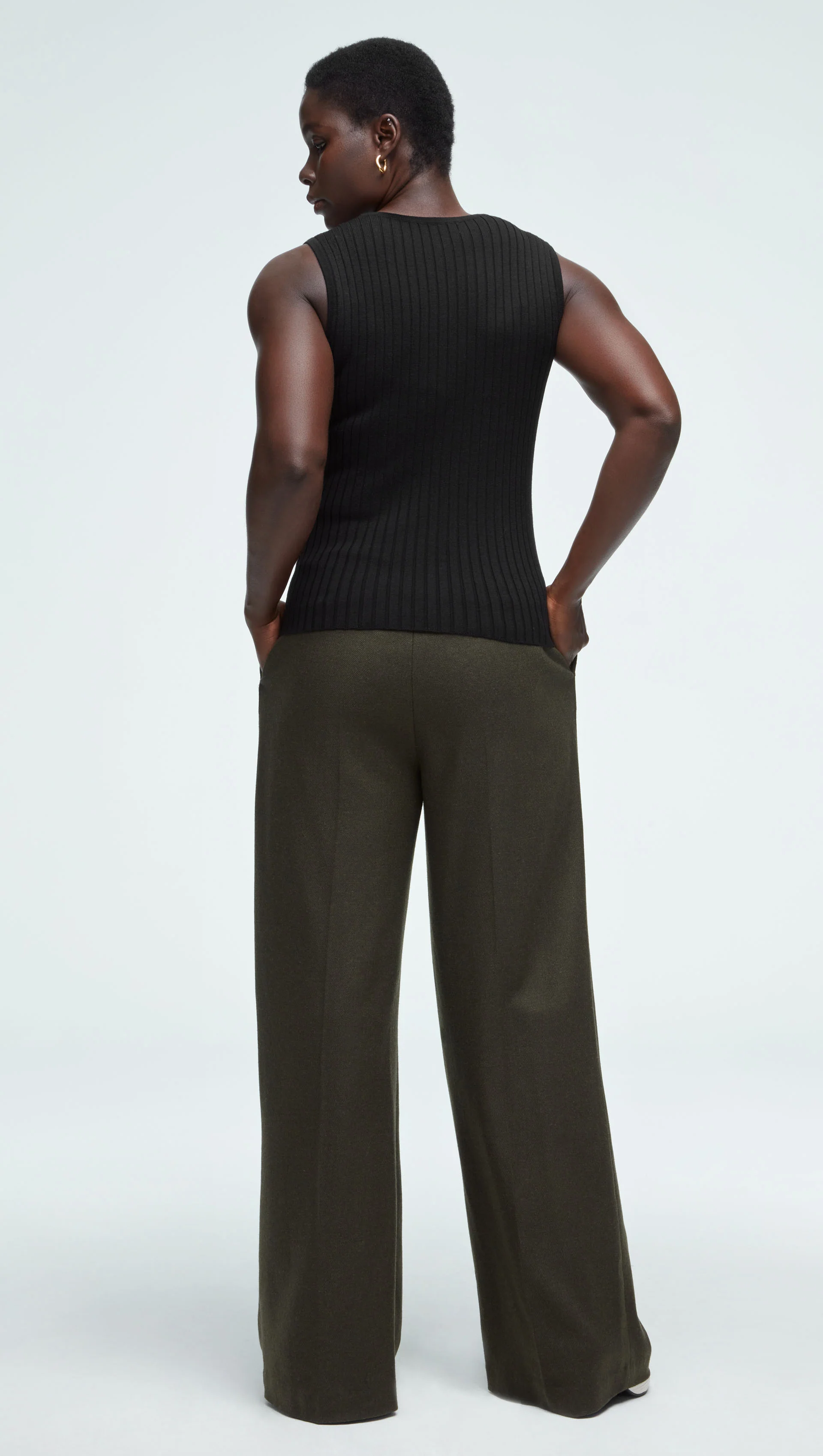 Ribbed Shell in Merino Wool | Black - Image 6