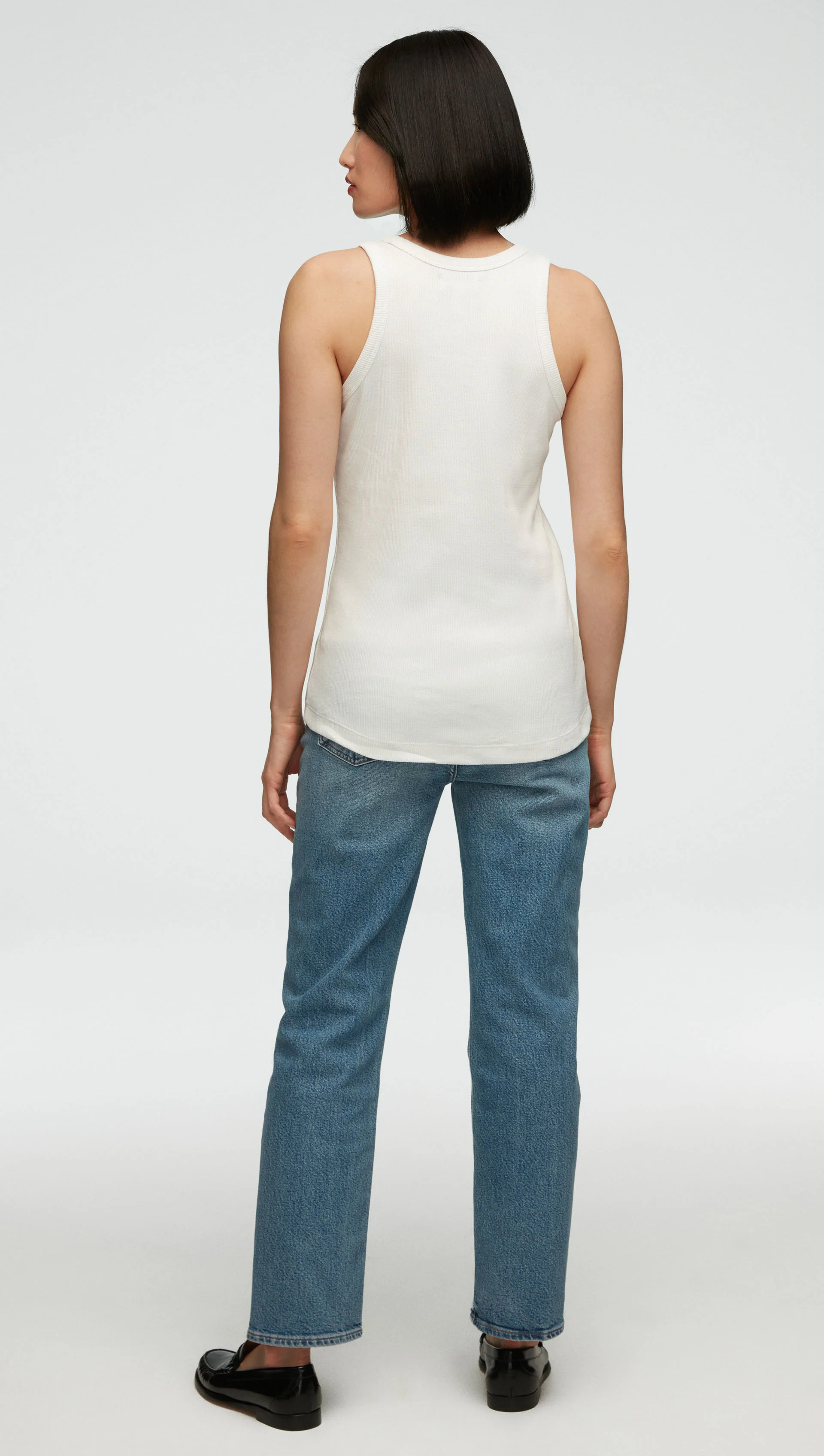 Ribbed Tank in Cotton Elastane | White - Image 3