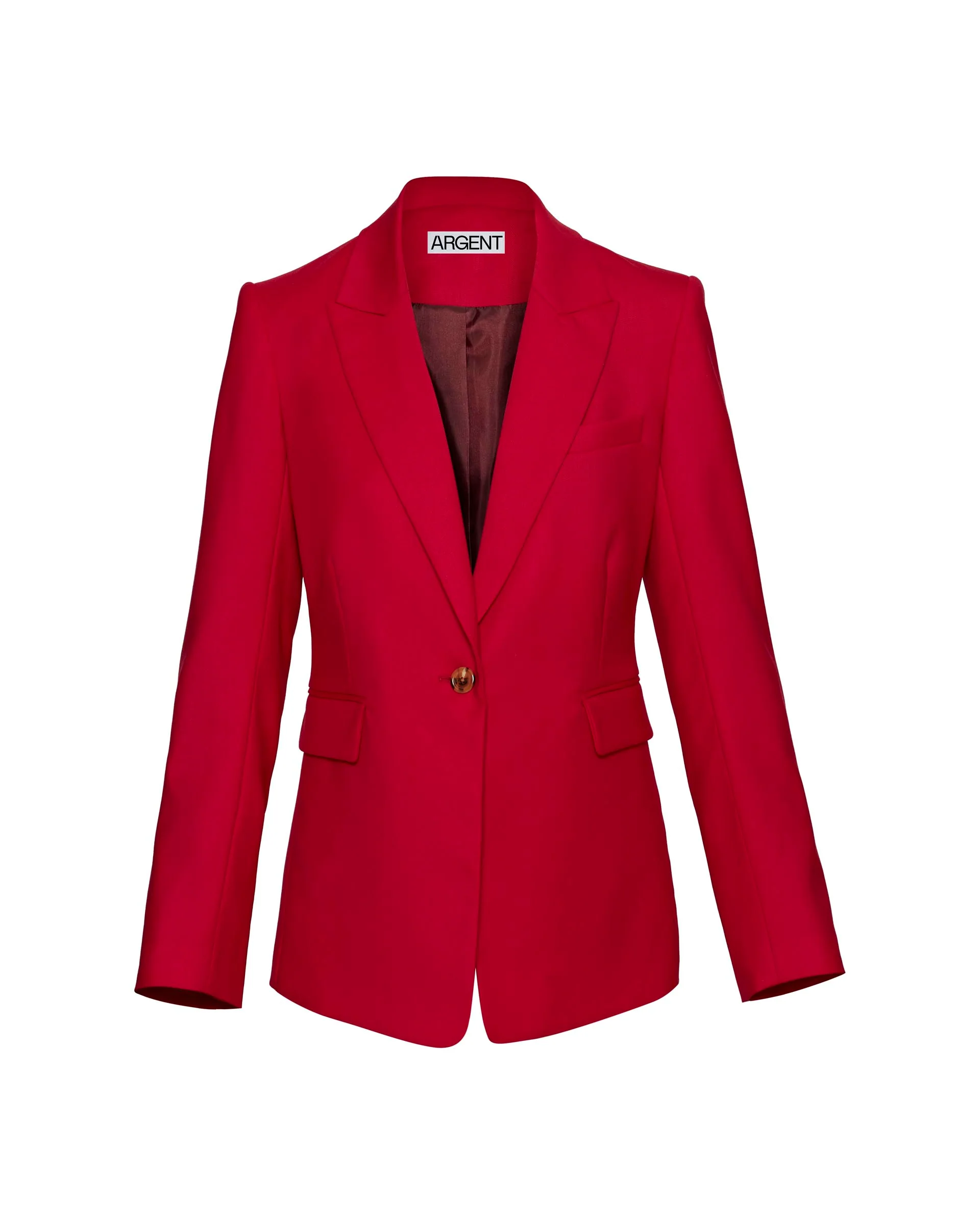 Single Button Blazer in Seasonless Wool | Cranberry - Image 6