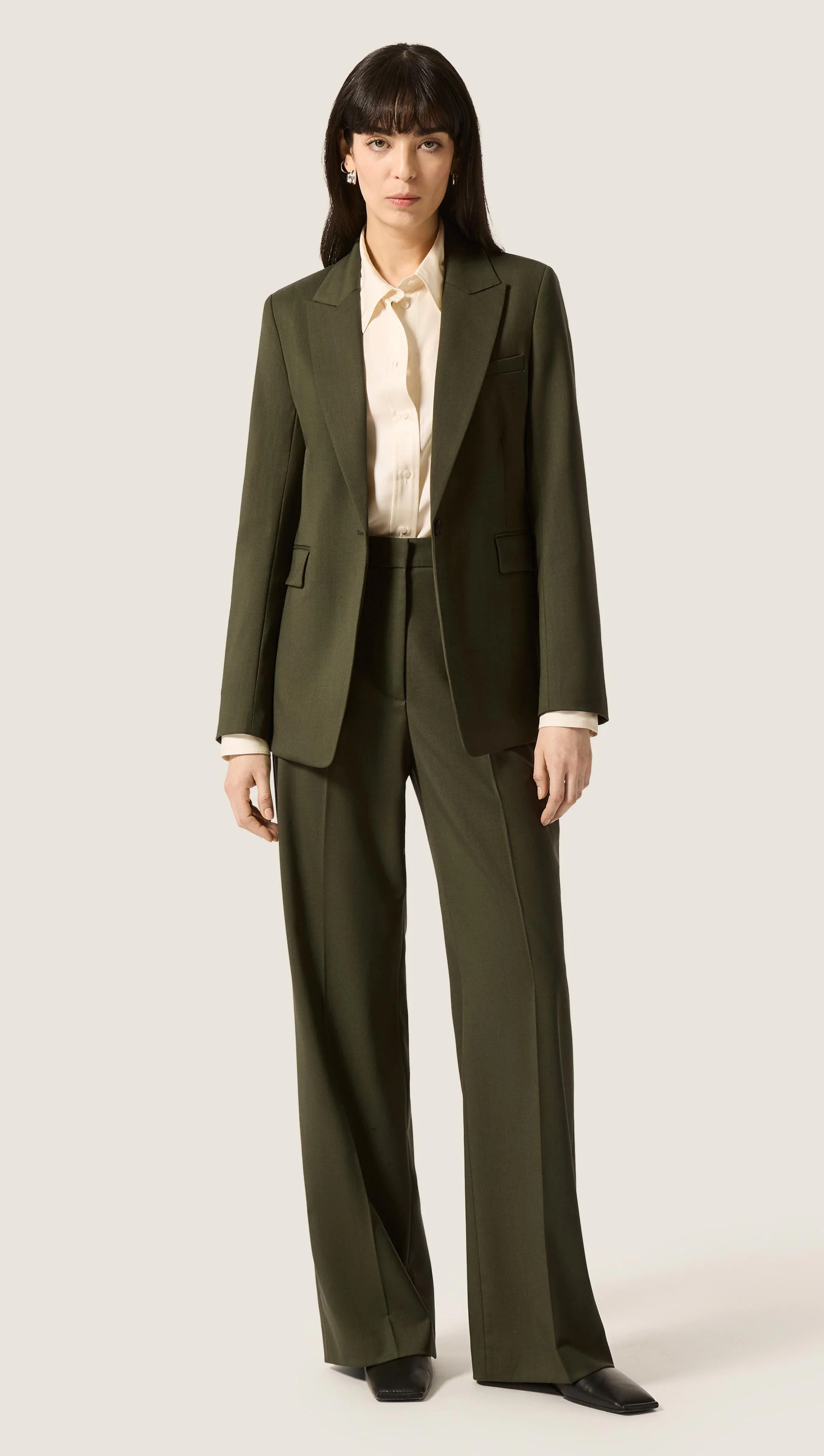 Single Button Blazer in Seasonless Wool | Olive - Image 6