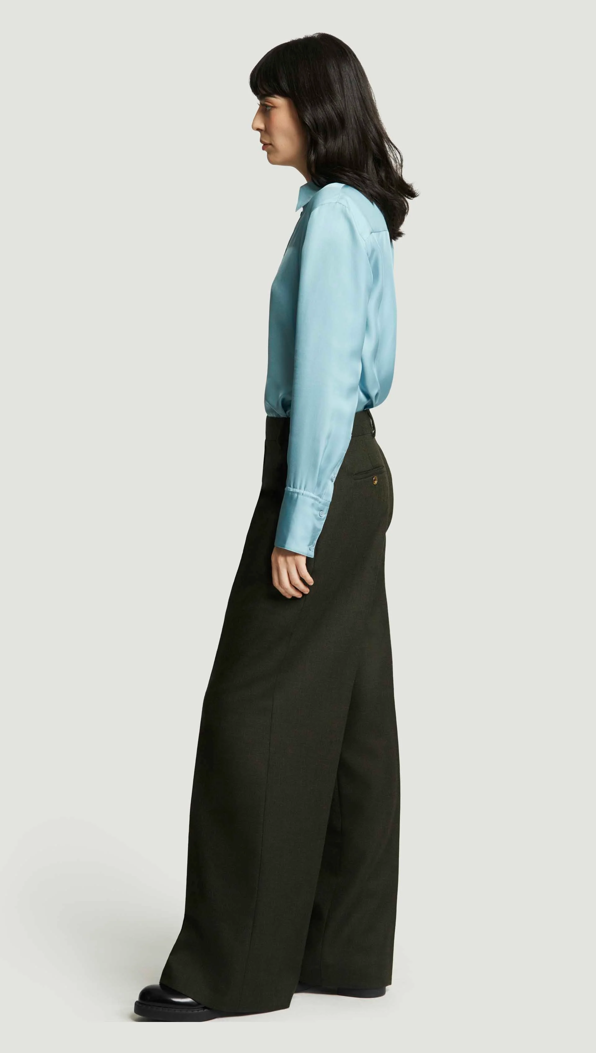Single Pleat Trouser in Bellagio Wool | Hunter - Image 3