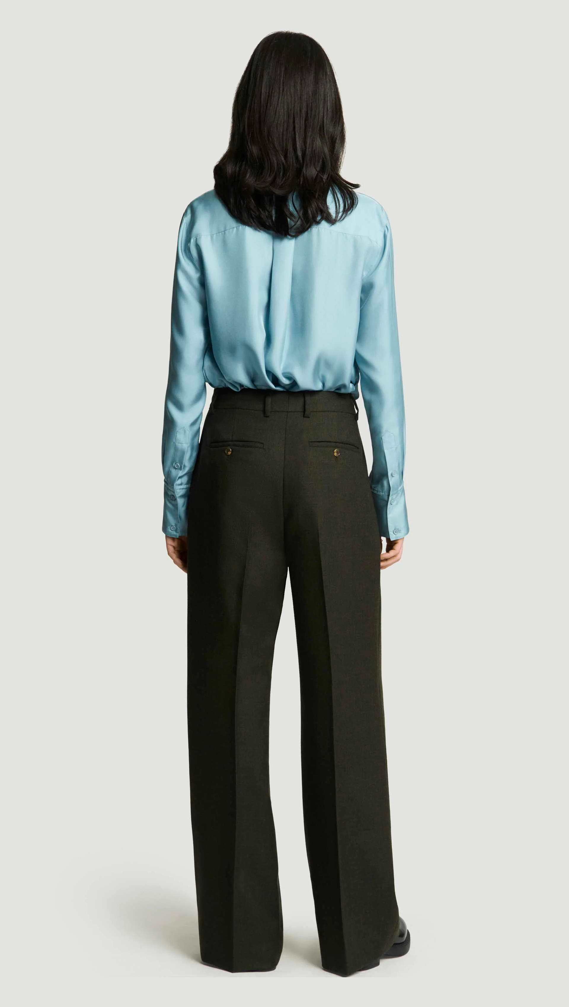 Single Pleat Trouser in Bellagio Wool | Hunter - Image 4