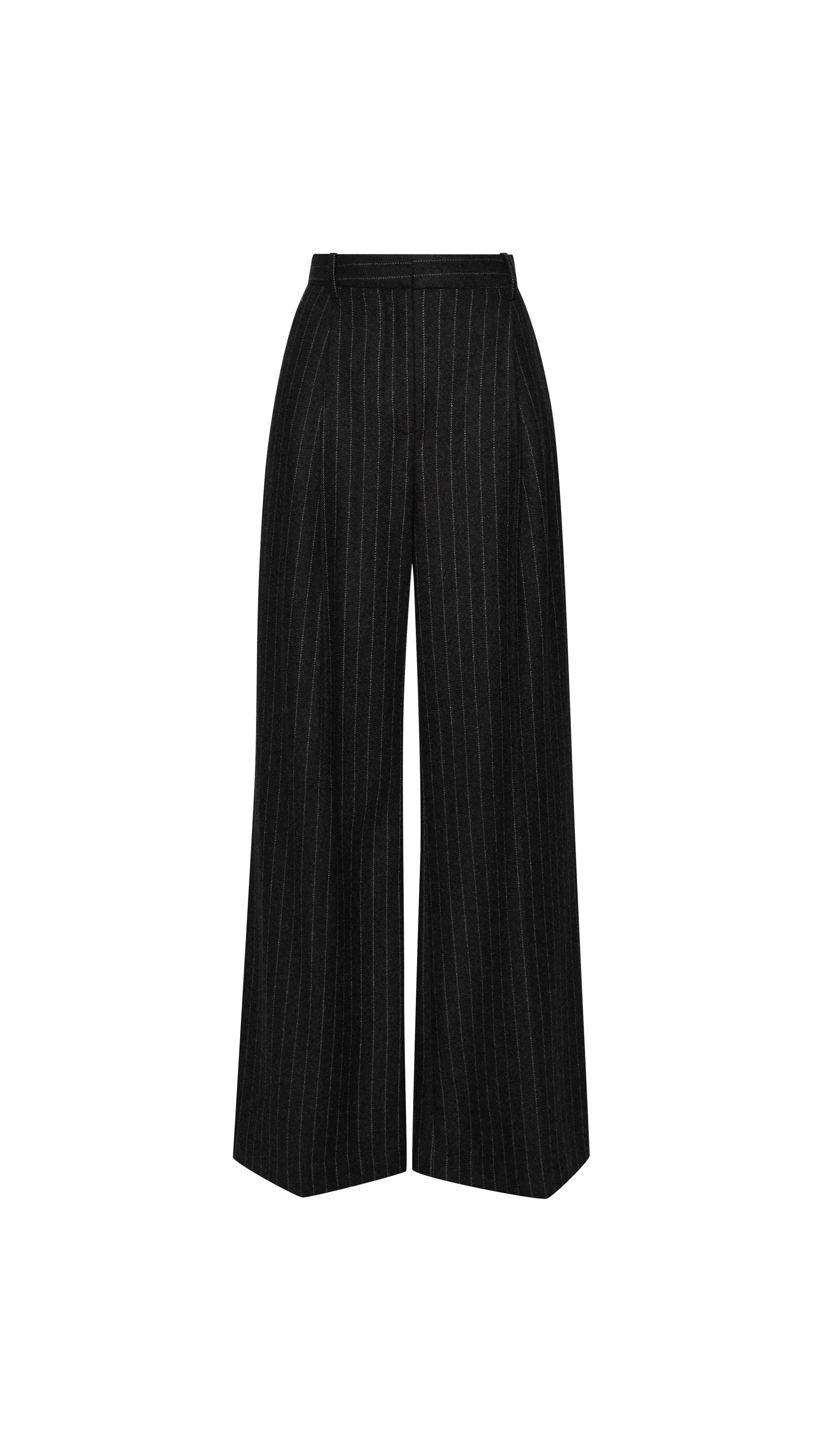 Single Pleat Trouser in Wool Blend | Grey Pinstripe - Image 10